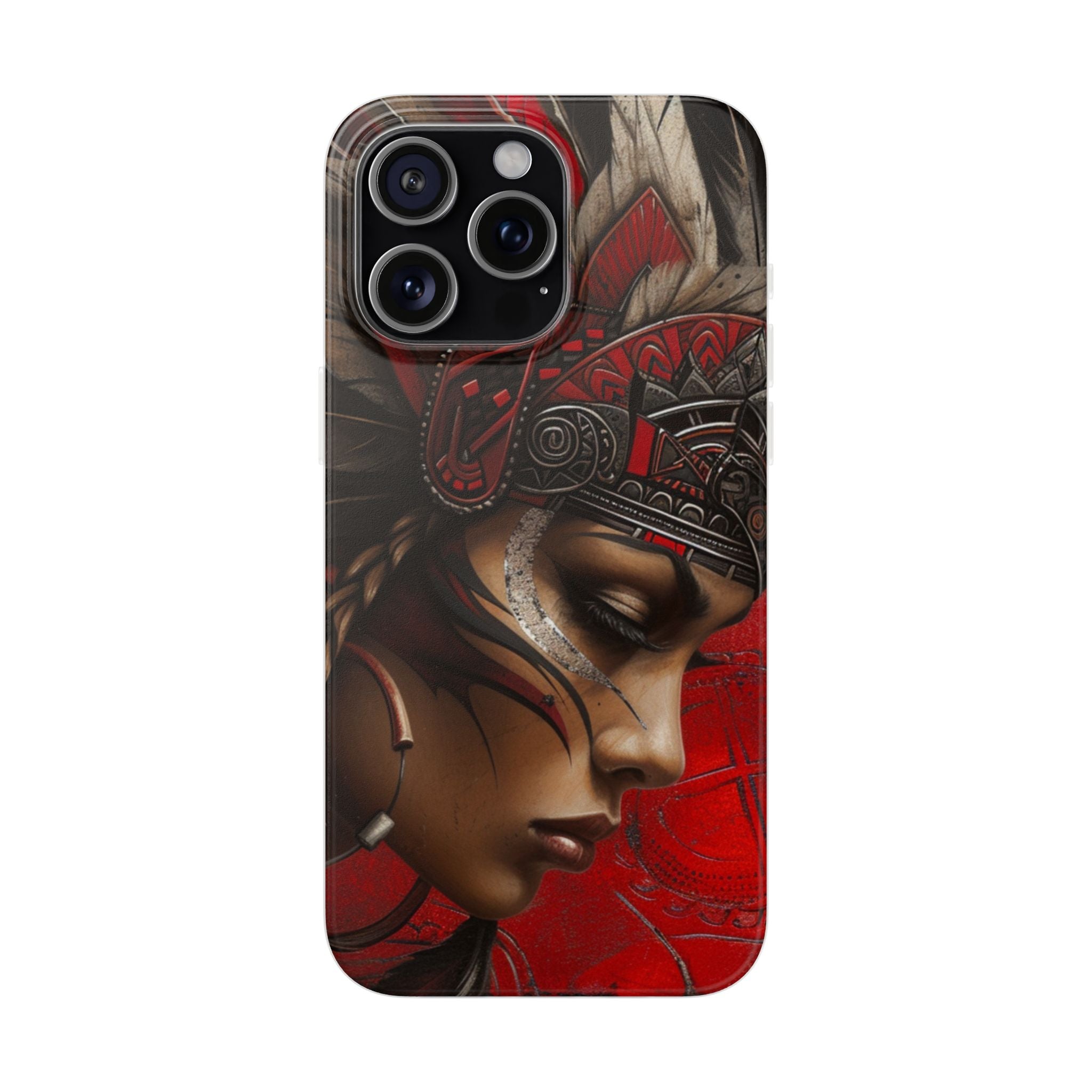 Aztec Sun Goddess – Flexi Phone Case (iPhone & Samsung • Clear TPU • Made in USA • Personalized Option)