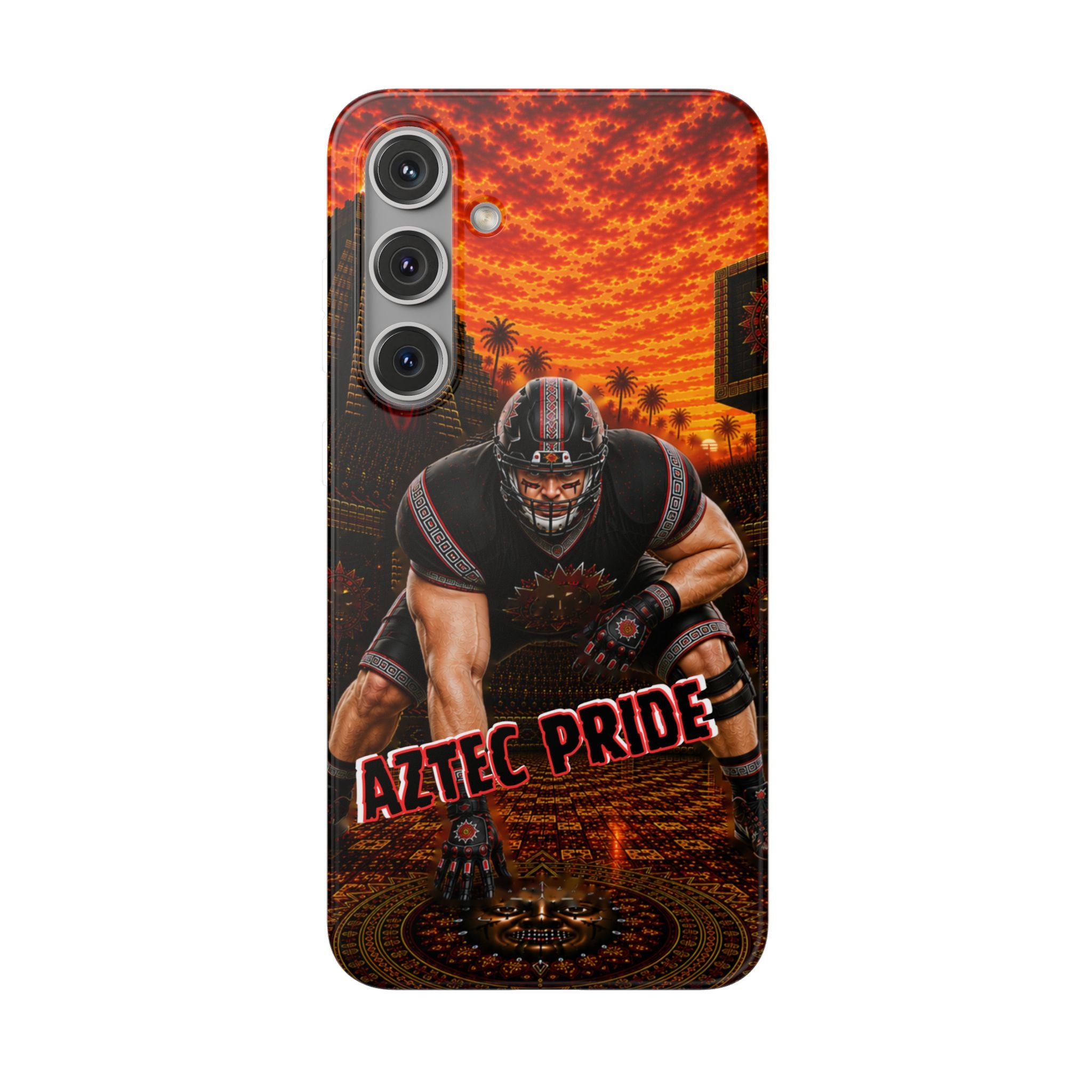 Aztec Football Warrior – Flexi Phone Case (iPhone & Samsung • Clear TPU • Made & Shipped in the USA • 🚚 FREE USA Shipping • Personalized Option)