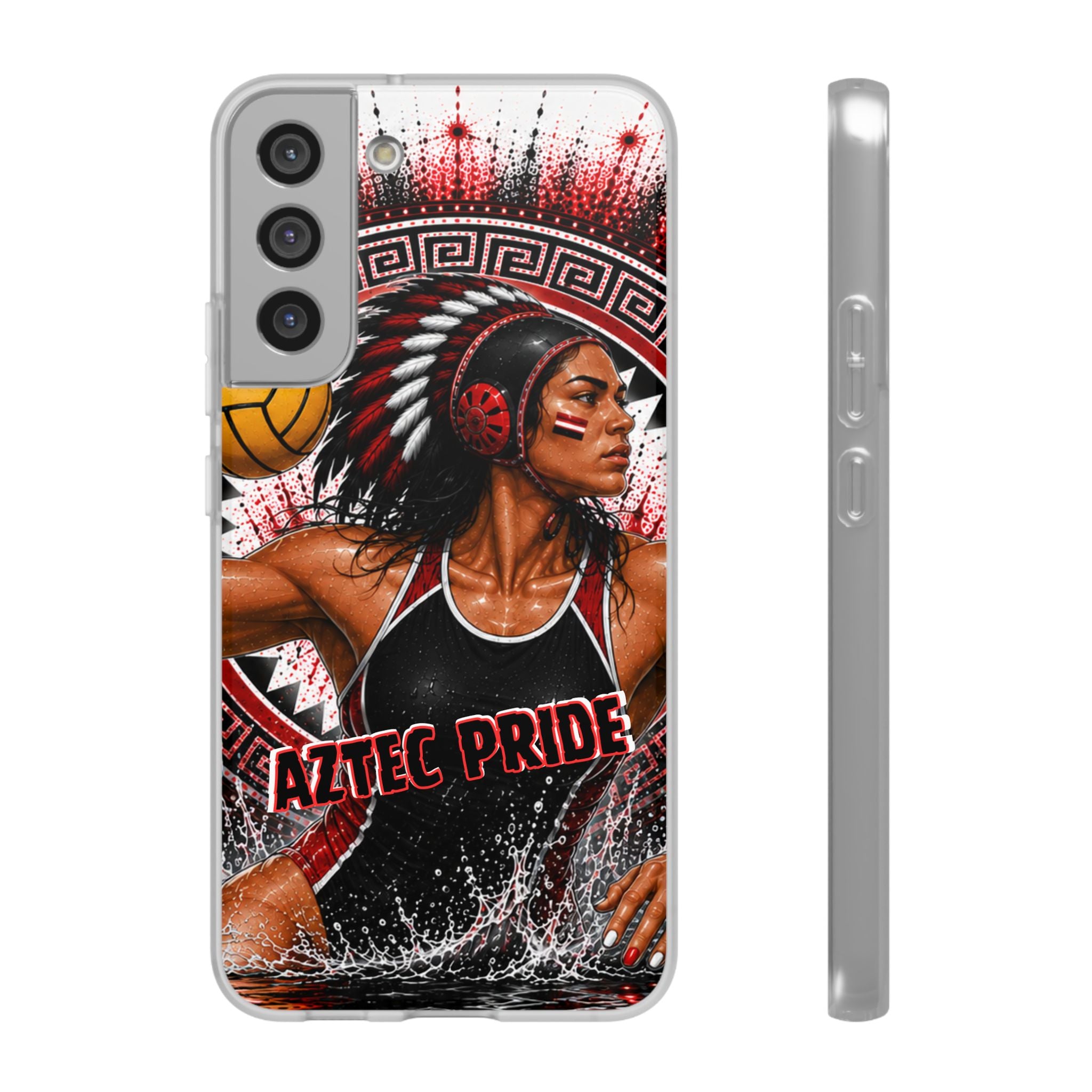 Aztec Water Polo Warrior – Flexi Phone Case (iPhone & Samsung • Clear TPU • Made in USA • Personalized Option)