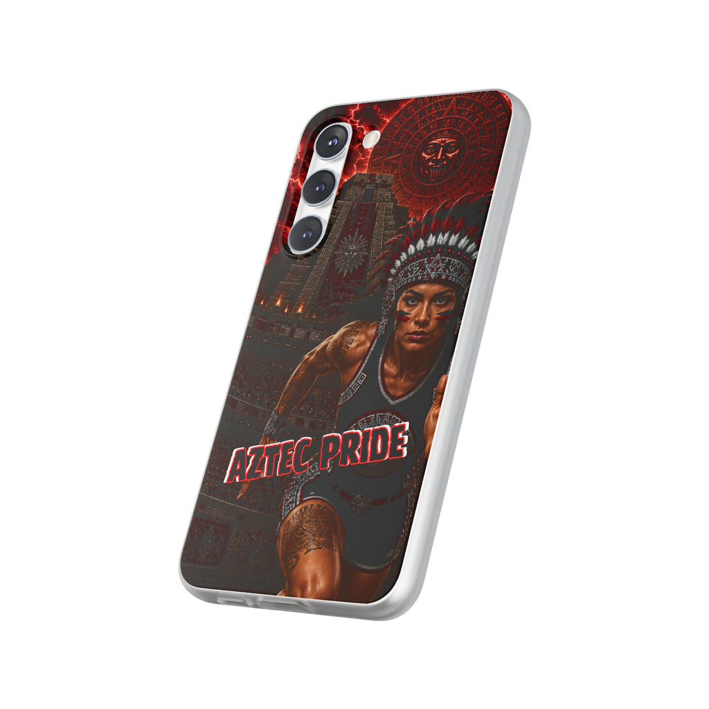 Aztec Track & Field Female Warrior – Flexi Phone Case (iPhone & Samsung • Clear TPU • Made & Shipped in the USA • 🚚 FREE USA Shipping • Personalized Option)