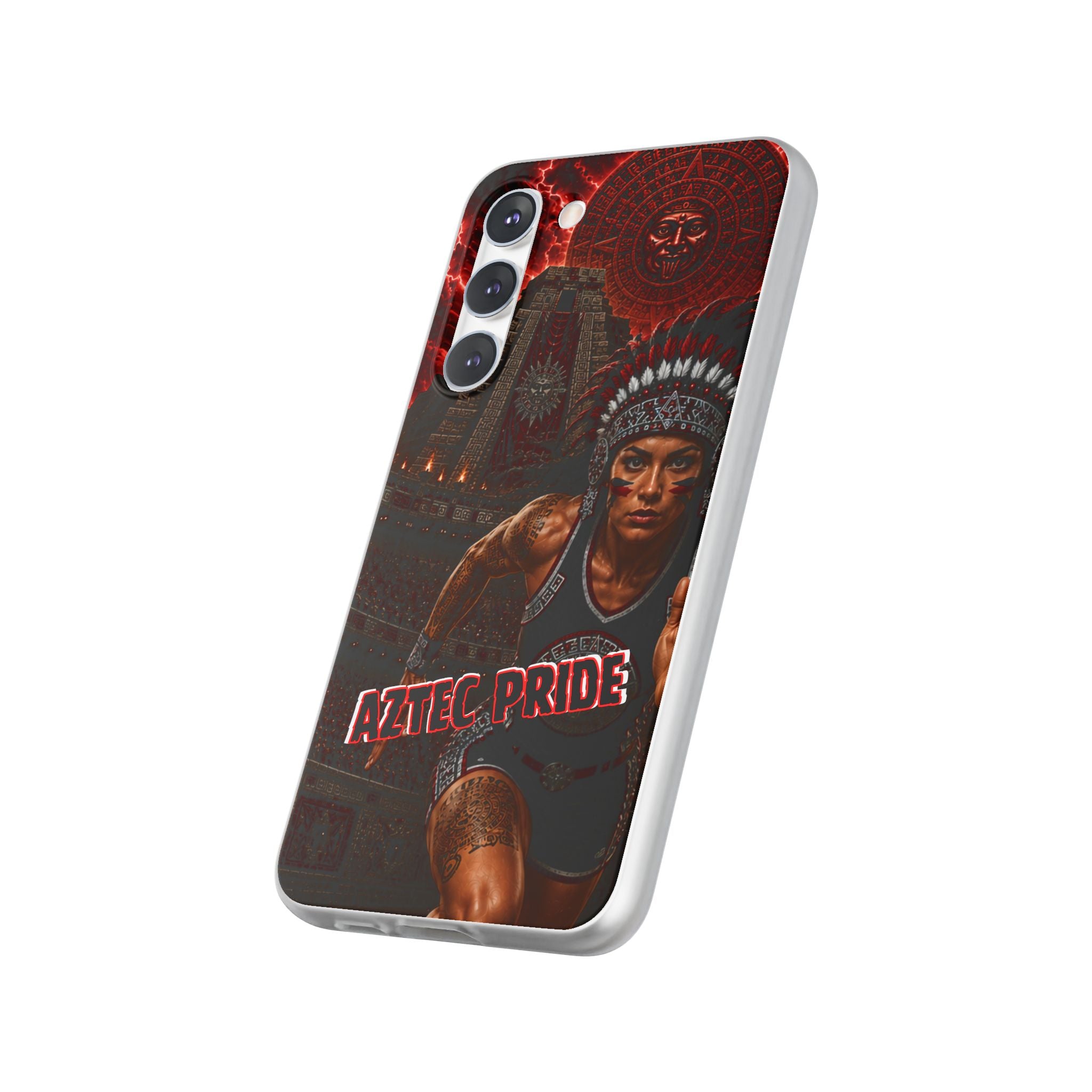 Aztec Track & Field Female Warrior – Flexi Phone Case (iPhone & Samsung • Clear TPU • Made & Shipped in the USA • 🚚 FREE USA Shipping • Personalized Option)
