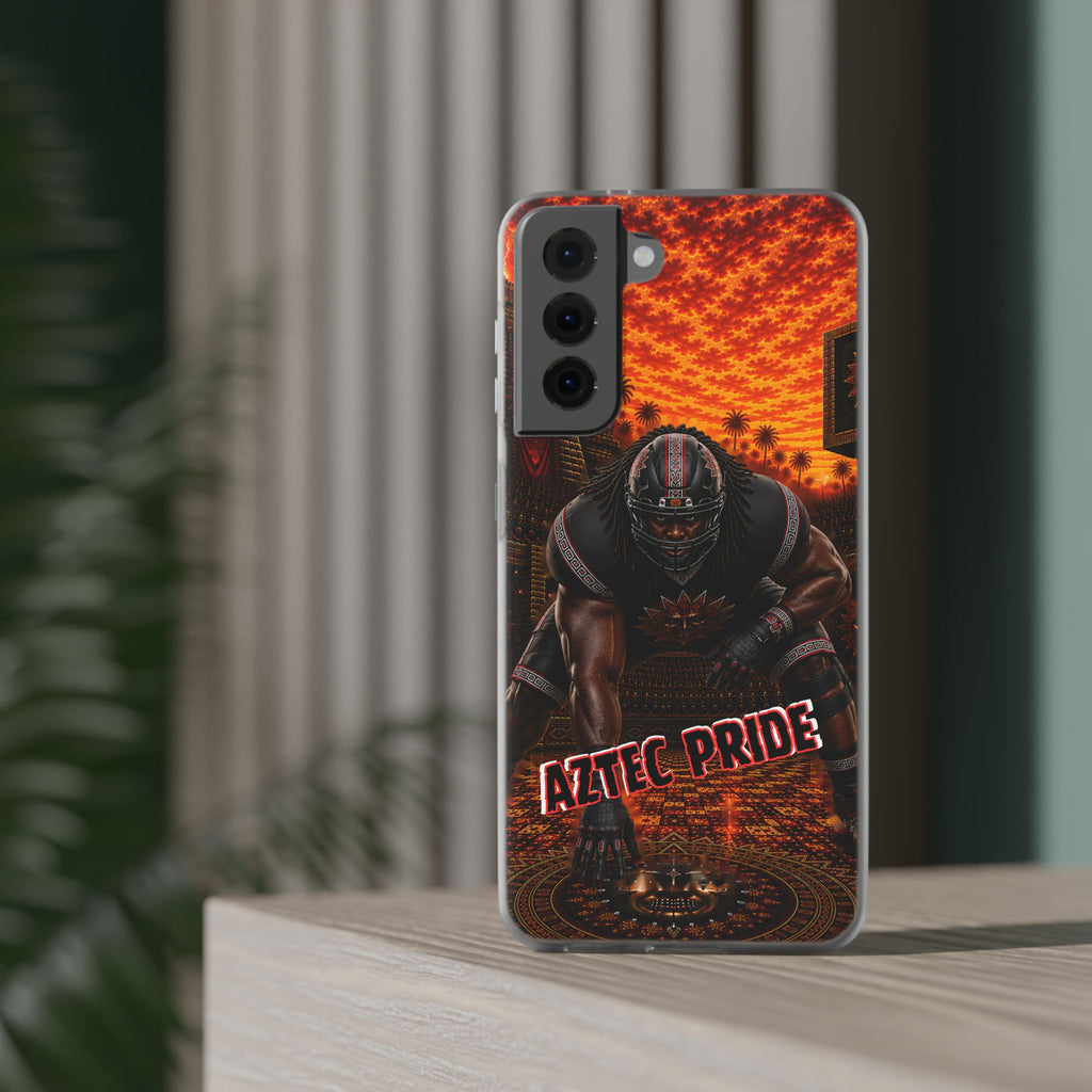 Aztec Football Warrior – Flexi Phone Case (iPhone & Samsung • Clear TPU • Made & Shipped in the USA • 🚚 FREE USA Shipping • Personalized Option)