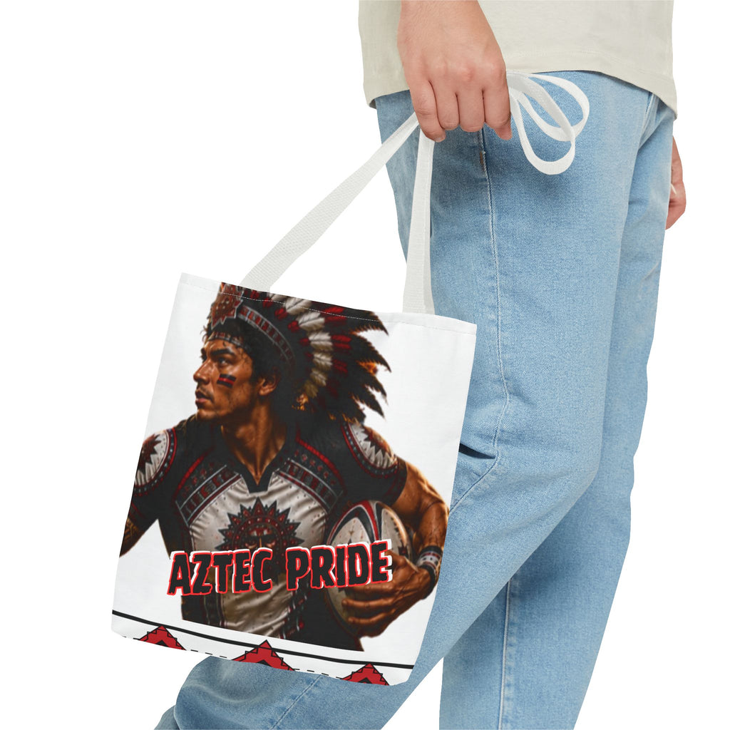 Aztec Rugby Male Warrior Tote Bag | Aztec-Inspired AI Art • Made & Shipped in the USA • 🚚 FREE USA Shipping • FREE Personalization