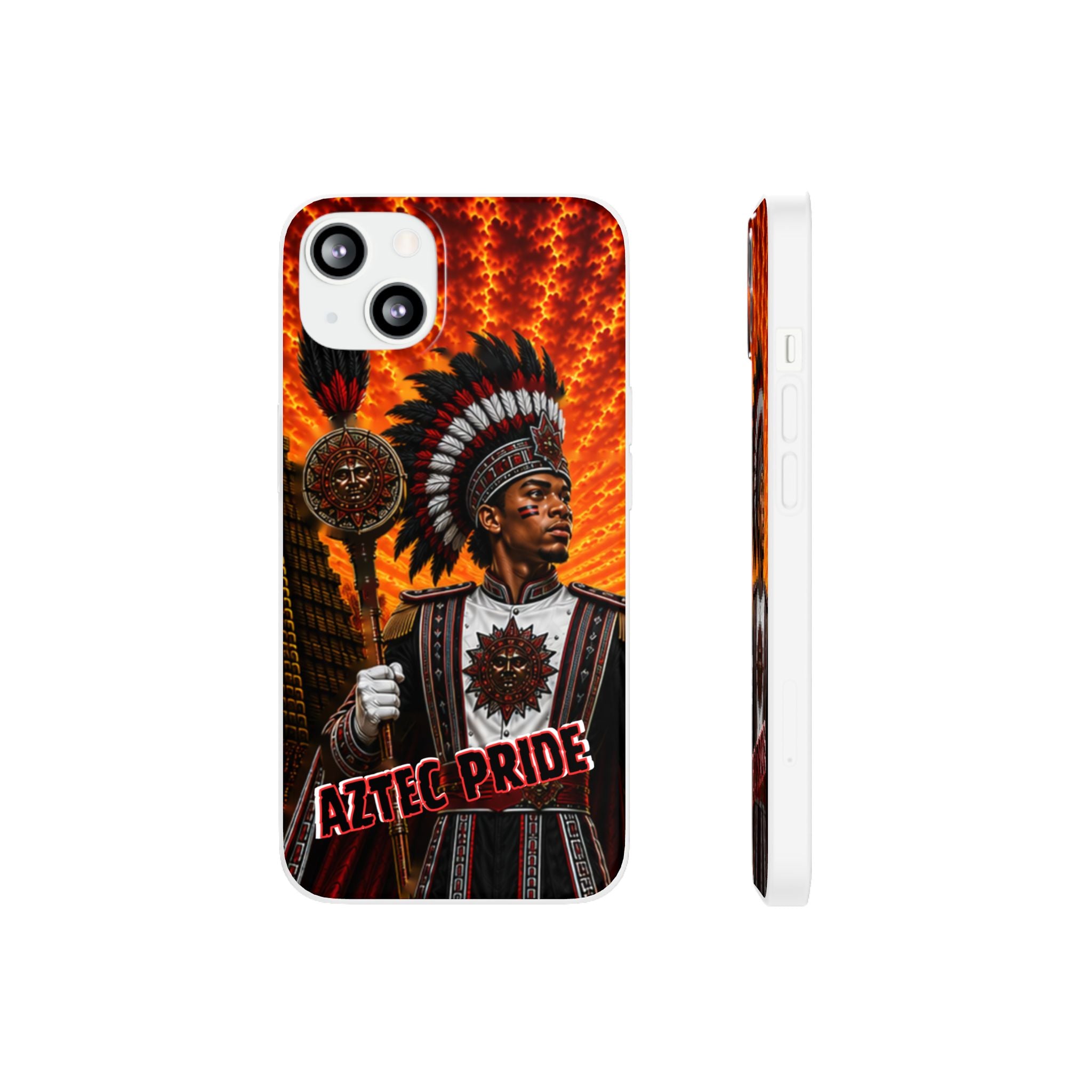 Aztec Drum Major Warrior – Flexi Phone Case (iPhone & Samsung • Clear TPU • Made & Shipped in the USA • 🚚 FREE USA Shipping • Personalized Option)