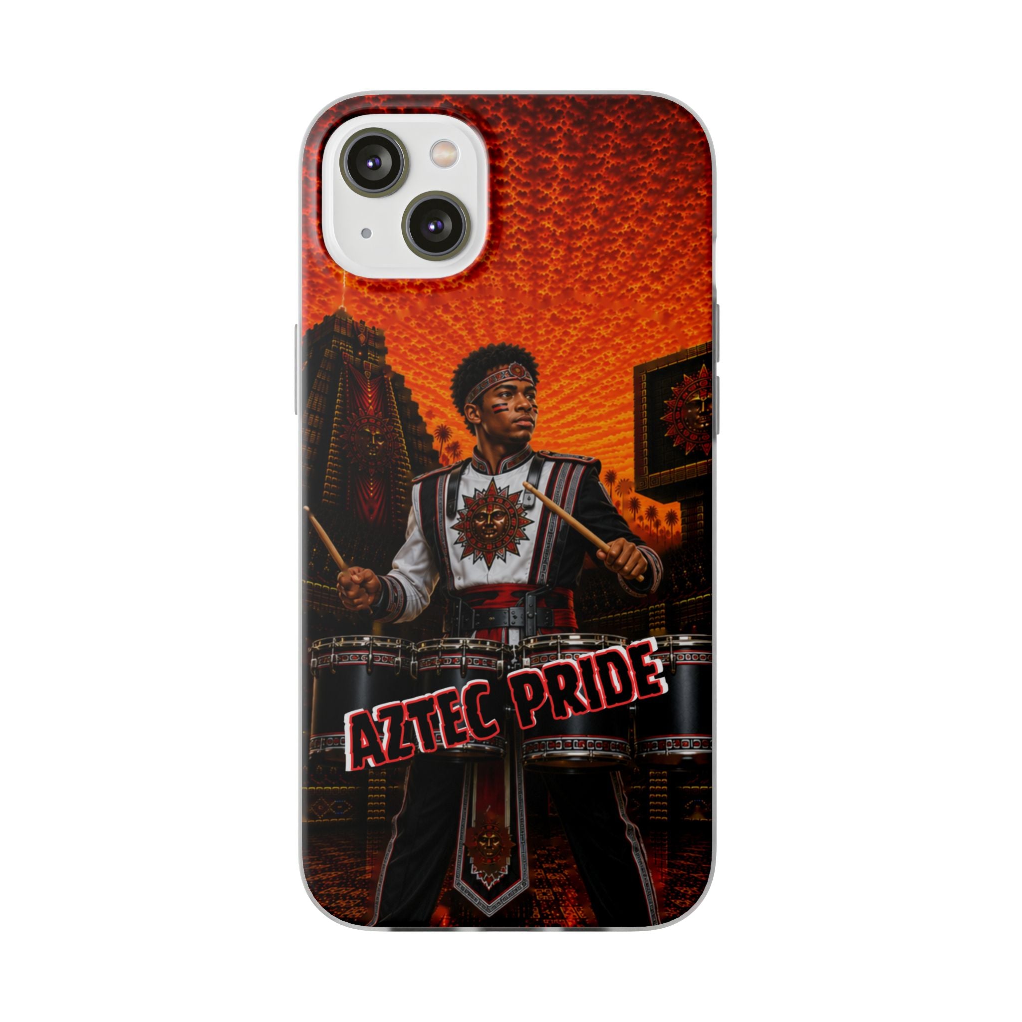 Aztec Band Warrior – Flexi Phone Case (iPhone & Samsung • Clear TPU • Made & Shipped in the USA • 🚚 FREE USA Shipping • Personalized Option)