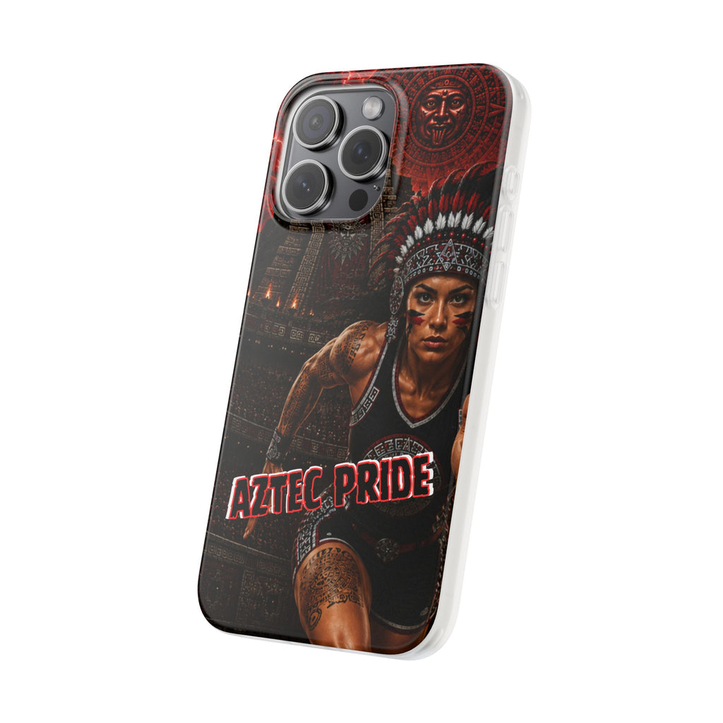 Aztec Track & Field Female Warrior – Flexi Phone Case (iPhone & Samsung • Clear TPU • Made & Shipped in the USA • 🚚 FREE USA Shipping • Personalized Option)