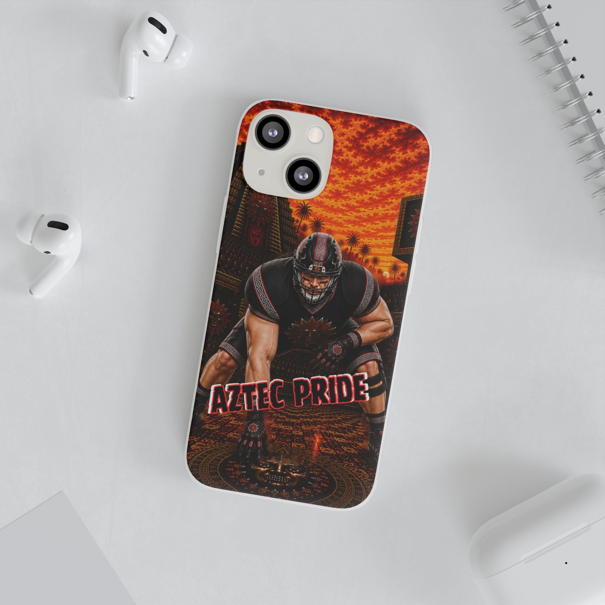 Aztec Football Warrior – Flexi Phone Case (iPhone & Samsung • Clear TPU • Made & Shipped in the USA • 🚚 FREE USA Shipping • Personalized Option)