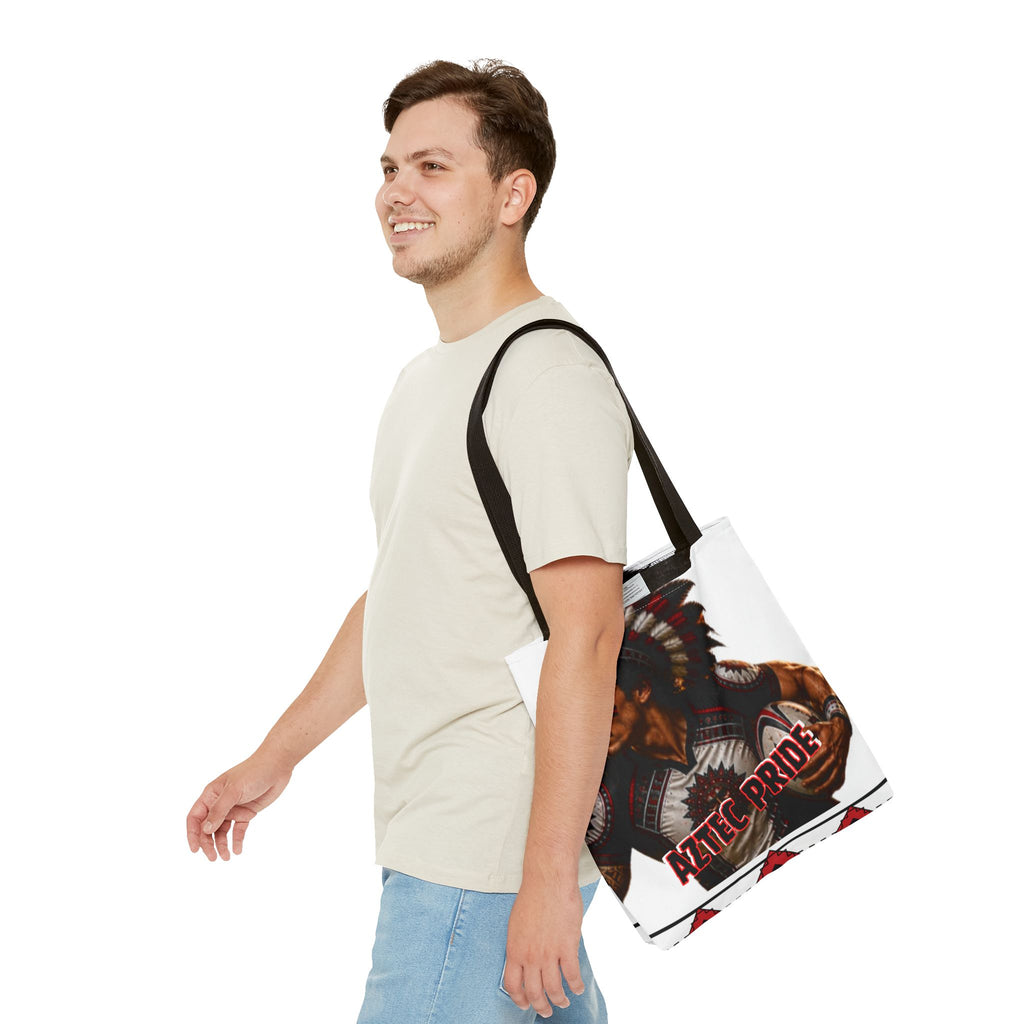Aztec Rugby Male Warrior Tote Bag | Aztec-Inspired AI Art • Made & Shipped in the USA • 🚚 FREE USA Shipping • FREE Personalization