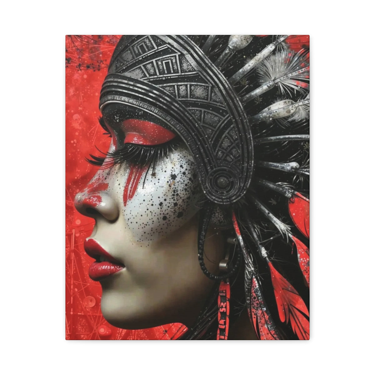 Aztec Fearless Goddess – Bold Aztec Wall Art Canvas