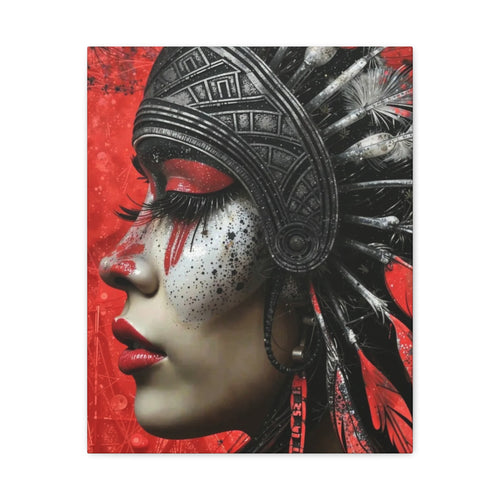 Aztec Fearless Goddess – Bold Aztec Wall Art Canvas