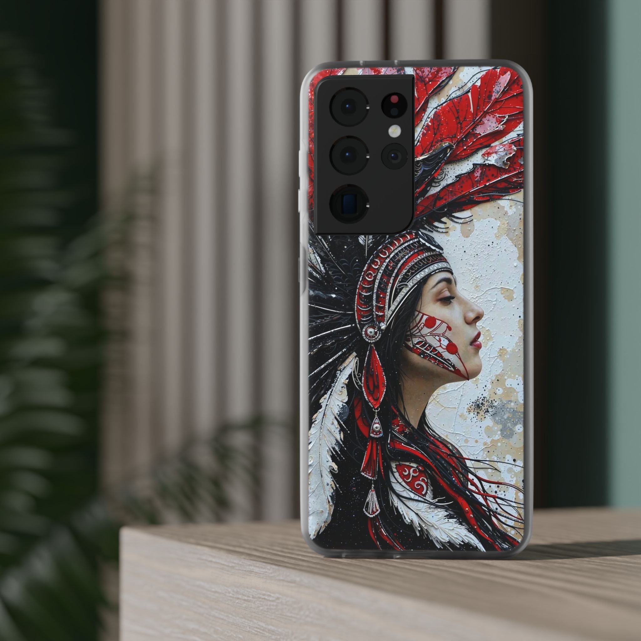Aztec Silent Goddess – Flexi Phone Case (iPhone & Samsung • Clear TPU • Made in USA • Personalized Option)