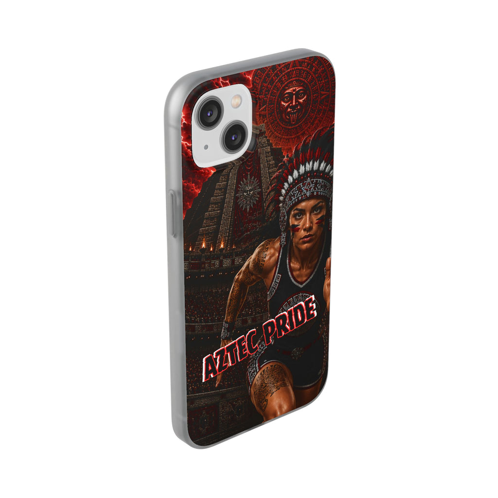 Aztec Track & Field Female Warrior – Flexi Phone Case (iPhone & Samsung • Clear TPU • Made & Shipped in the USA • 🚚 FREE USA Shipping • Personalized Option)