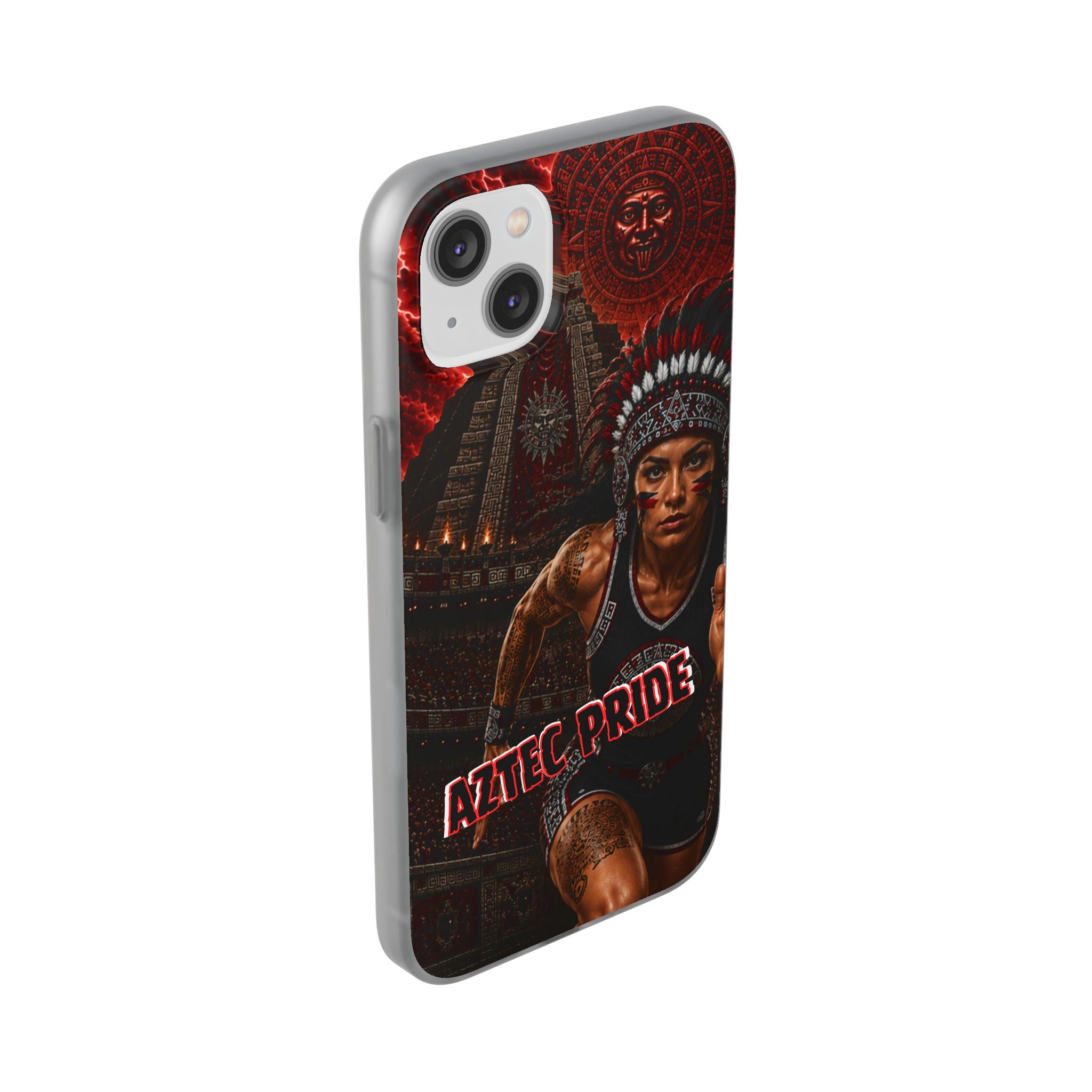 Aztec Track & Field Female Warrior – Flexi Phone Case (iPhone & Samsung • Clear TPU • Made & Shipped in the USA • 🚚 FREE USA Shipping • Personalized Option)