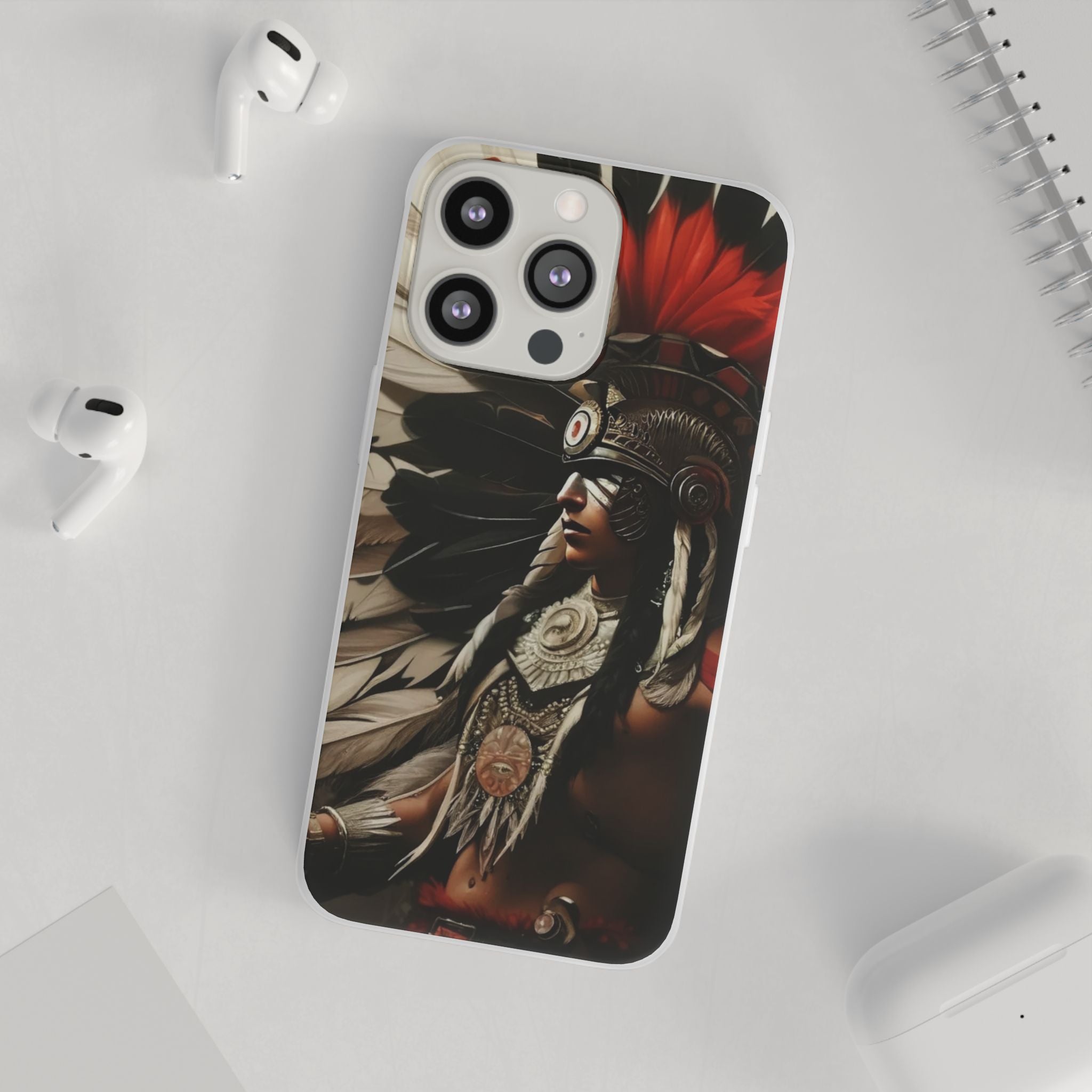 Aztec Fierce Warrior – Flexi Phone Case (iPhone & Samsung • Clear TPU • Made in USA • Personalized Option)