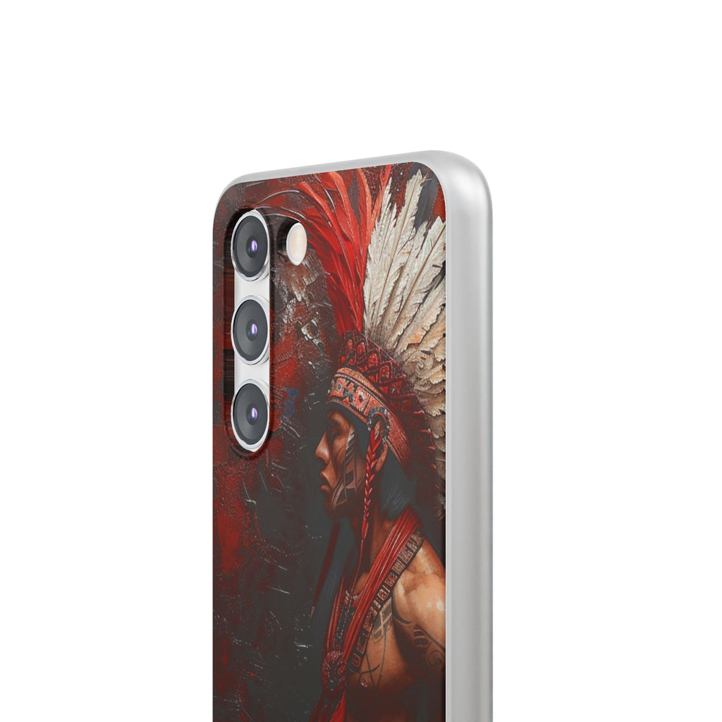 Aztec Noble Warrior – Flexi Phone Case (iPhone & Samsung • Clear TPU • Made in USA • Personalized Option)