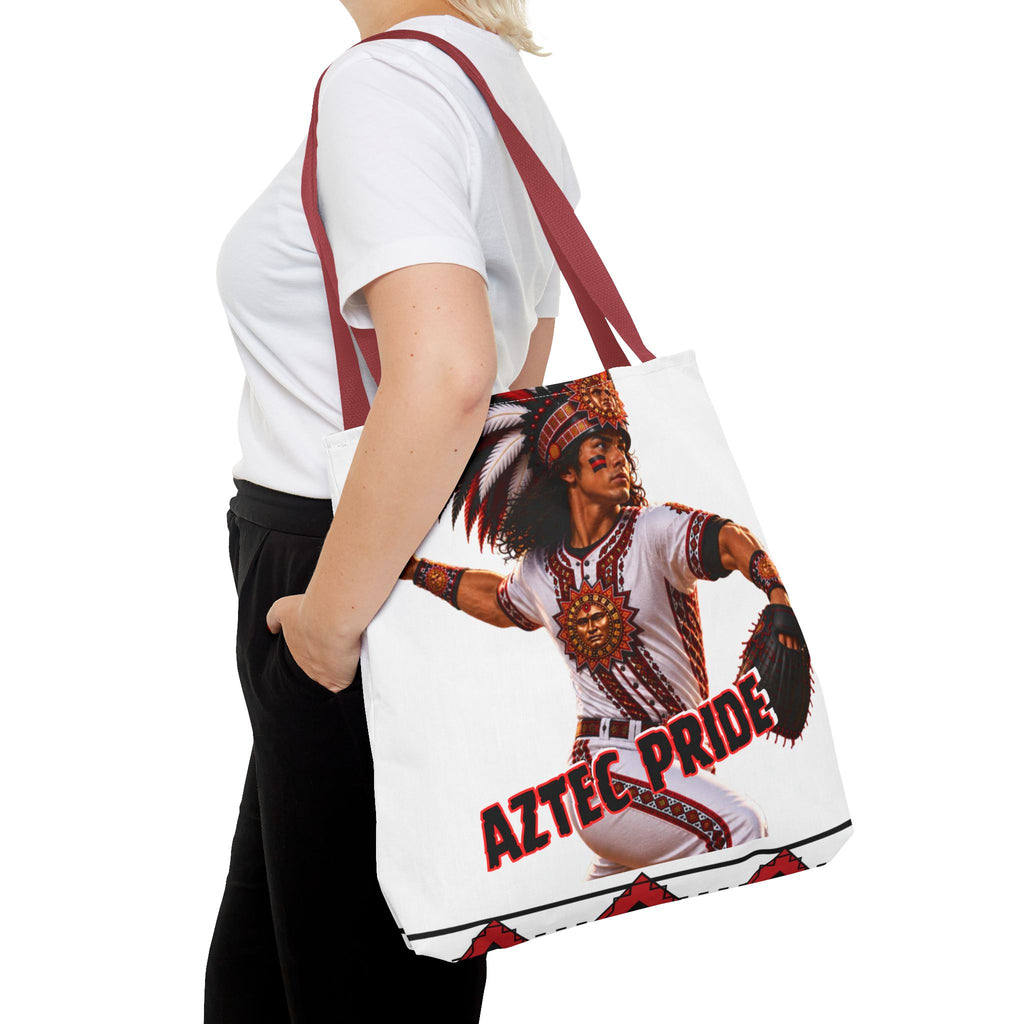 Aztec Baseball Warrior Tote Bag | Aztec-Inspired AI Art • Made & Shipped in the USA • 🚚 FREE USA Shipping • FREE Personalization