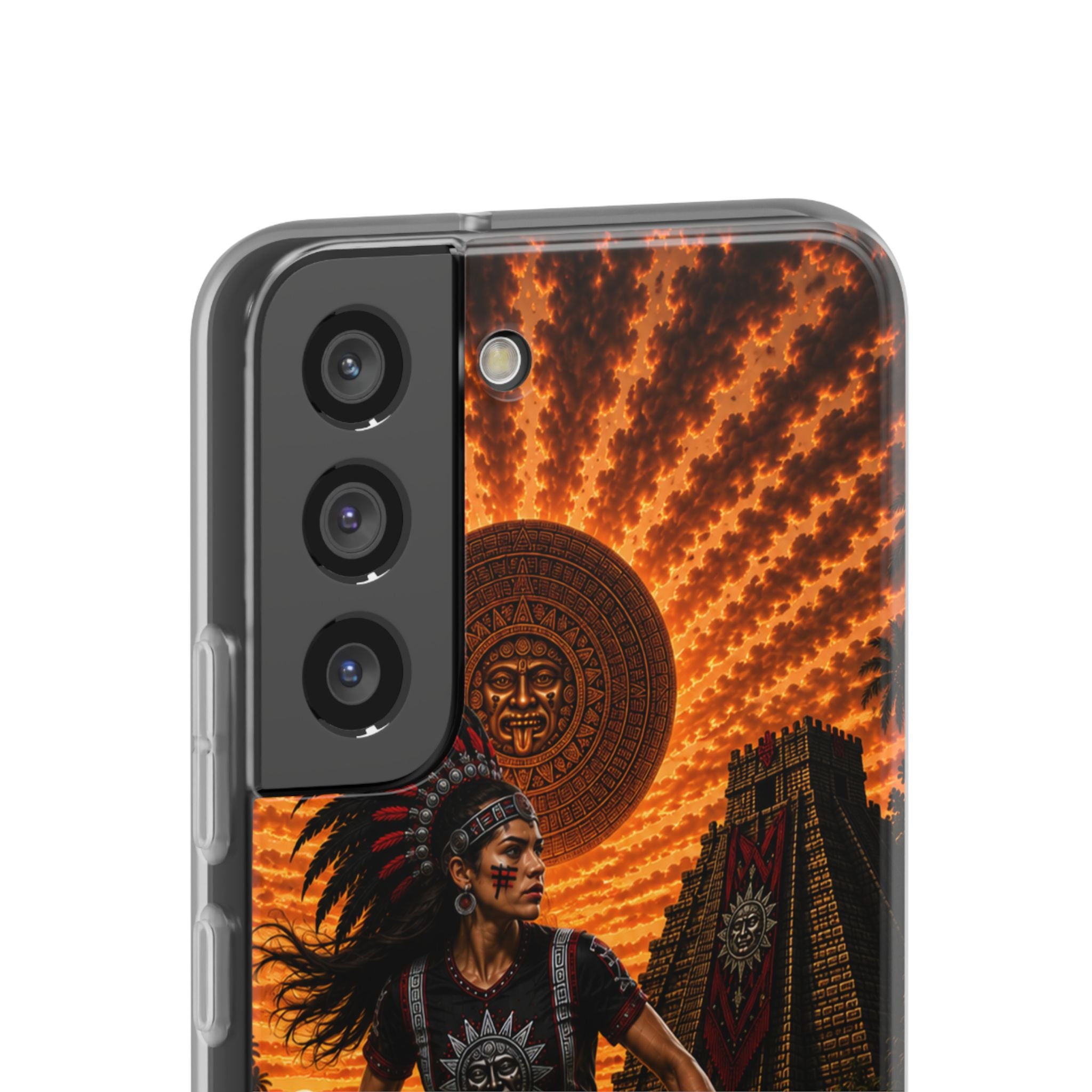 Aztec Soccer Female Warrior – Flexi Phone Case (iPhone & Samsung • Clear TPU • Made & Shipped in the USA • 🚚 FREE USA Shipping • Personalized Option)