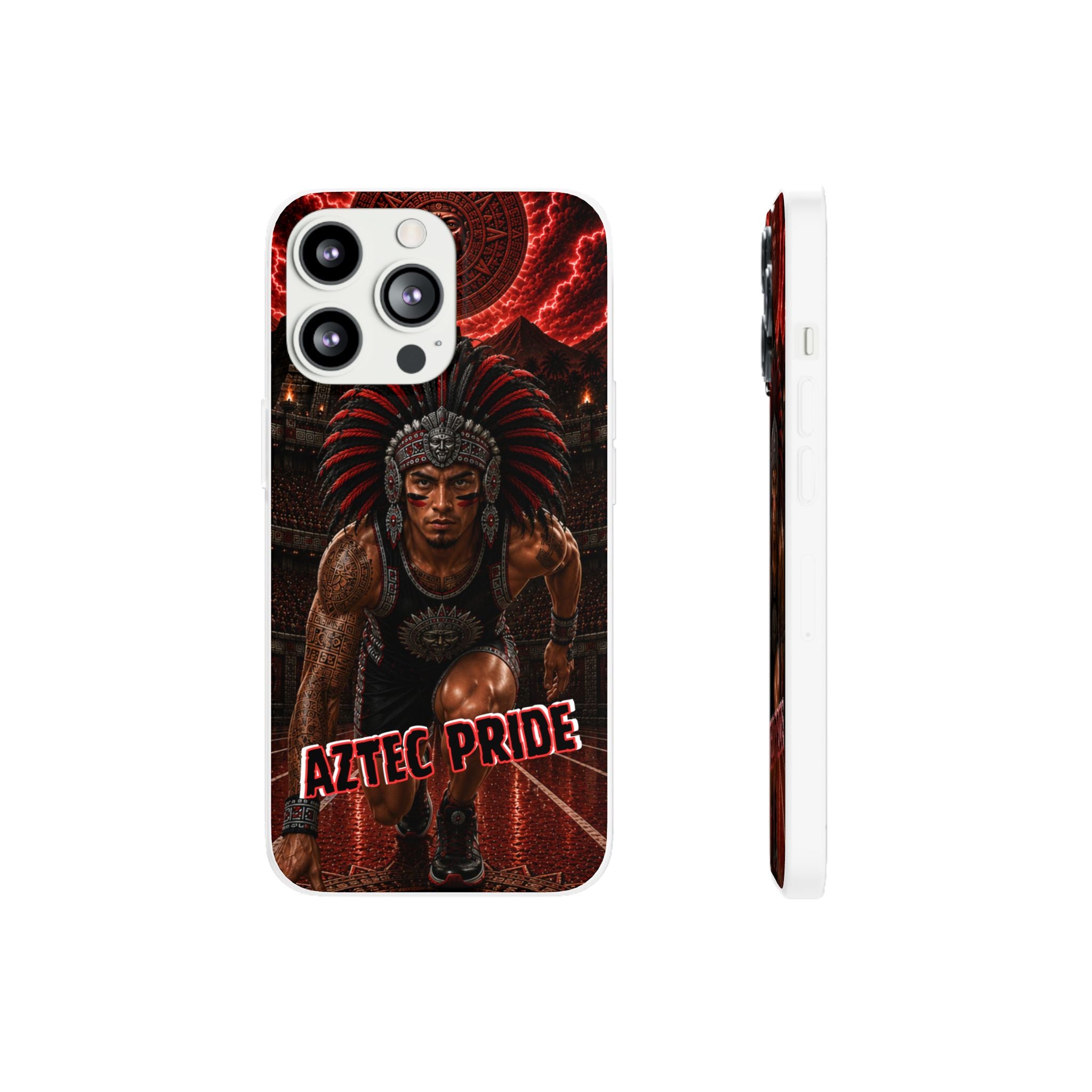 Aztec Track & Field Male Warrior – Flexi Phone Case (iPhone & Samsung • Clear TPU • Made & Shipped in the USA • 🚚 FREE USA Shipping • Personalized Option)