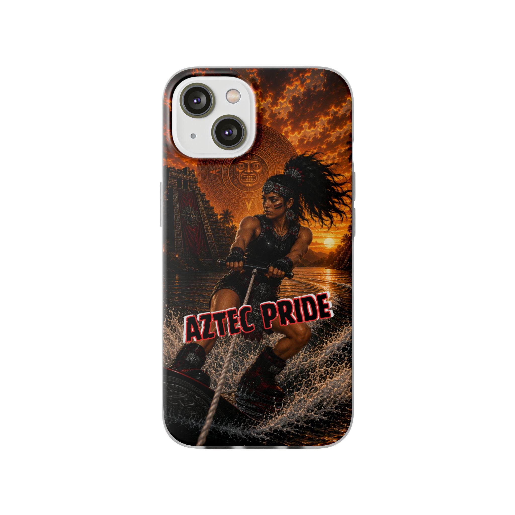 Aztec Wakeboard Female Warrior – Flexi Phone Case (iPhone & Samsung • Clear TPU • Made & Shipped in the USA • 🚚 FREE USA Shipping • Personalized Option)