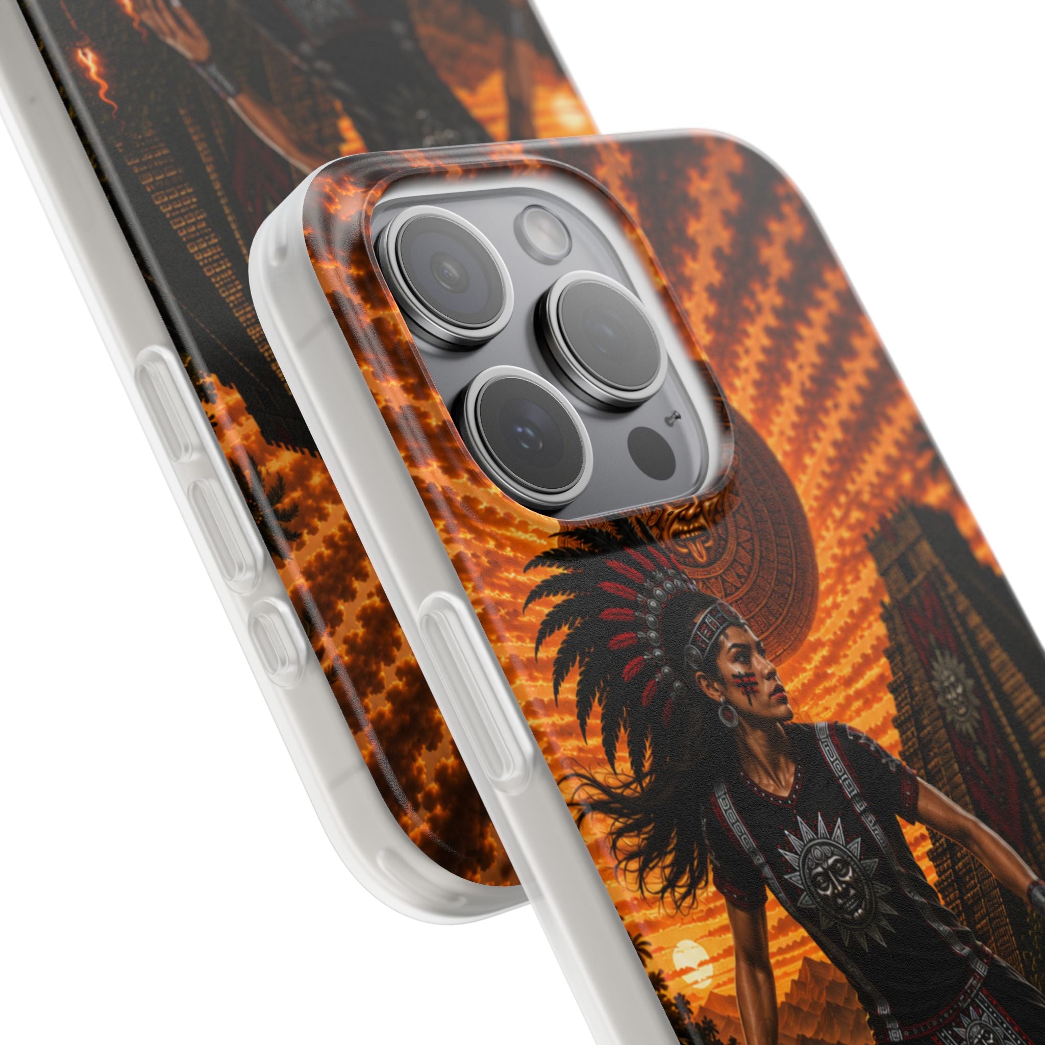 Aztec Soccer Female Warrior – Flexi Phone Case (iPhone & Samsung • Clear TPU • Made & Shipped in the USA • 🚚 FREE USA Shipping • Personalized Option)