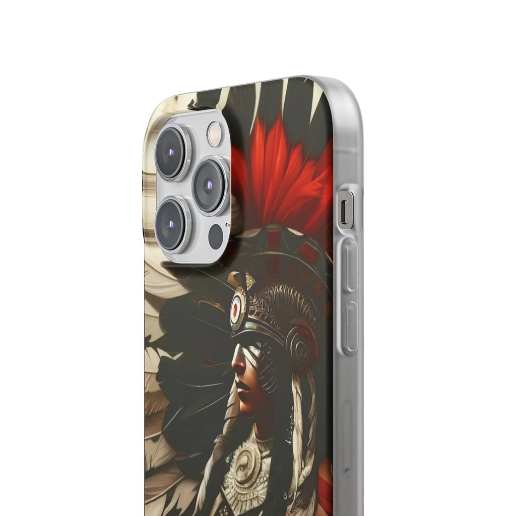 Aztec Fierce Warrior – Flexi Phone Case (iPhone & Samsung • Clear TPU • Made in USA • Personalized Option)