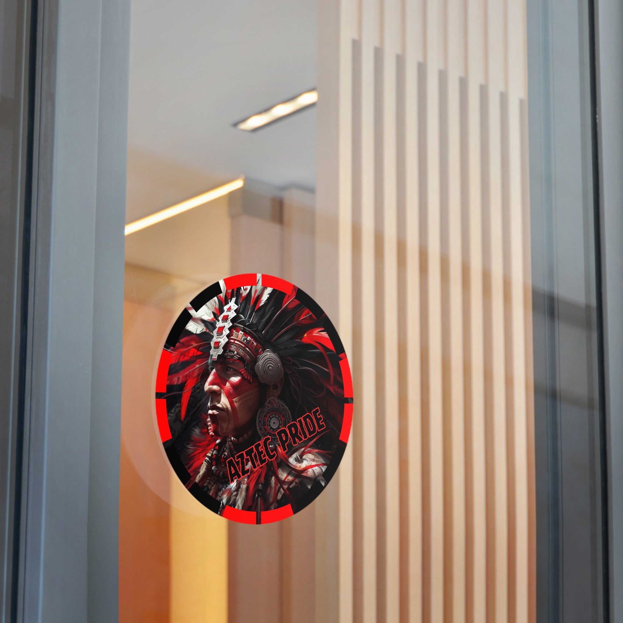 Aztec Loyal Warrior Round Vinyl Sticker - Waterproof Matte Decal (2"-6")