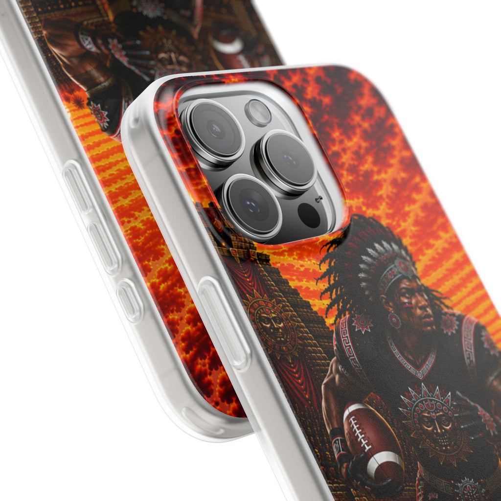 Aztec Football Warrior – Flexi Phone Case (iPhone & Samsung • Clear TPU • Made & Shipped in the USA • 🚚 FREE USA Shipping • Personalized Option)