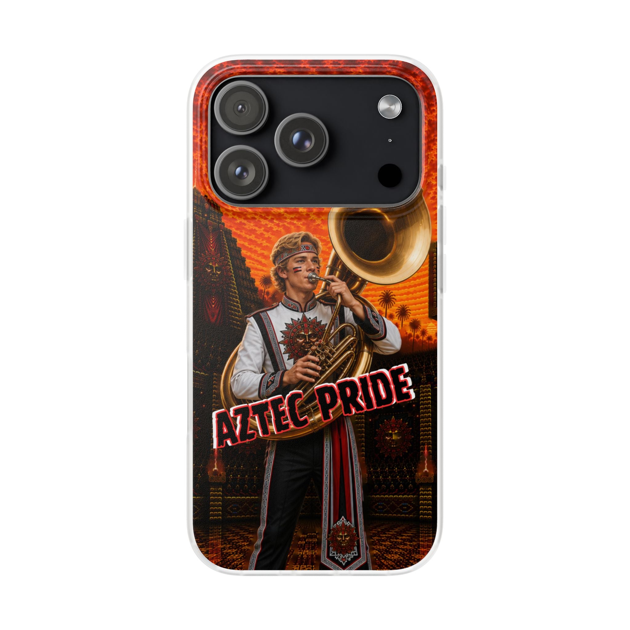 Aztec Band Warrior – Flexi Phone Case (iPhone & Samsung • Clear TPU • Made & Shipped in the USA • 🚚 FREE USA Shipping • Personalized Option)