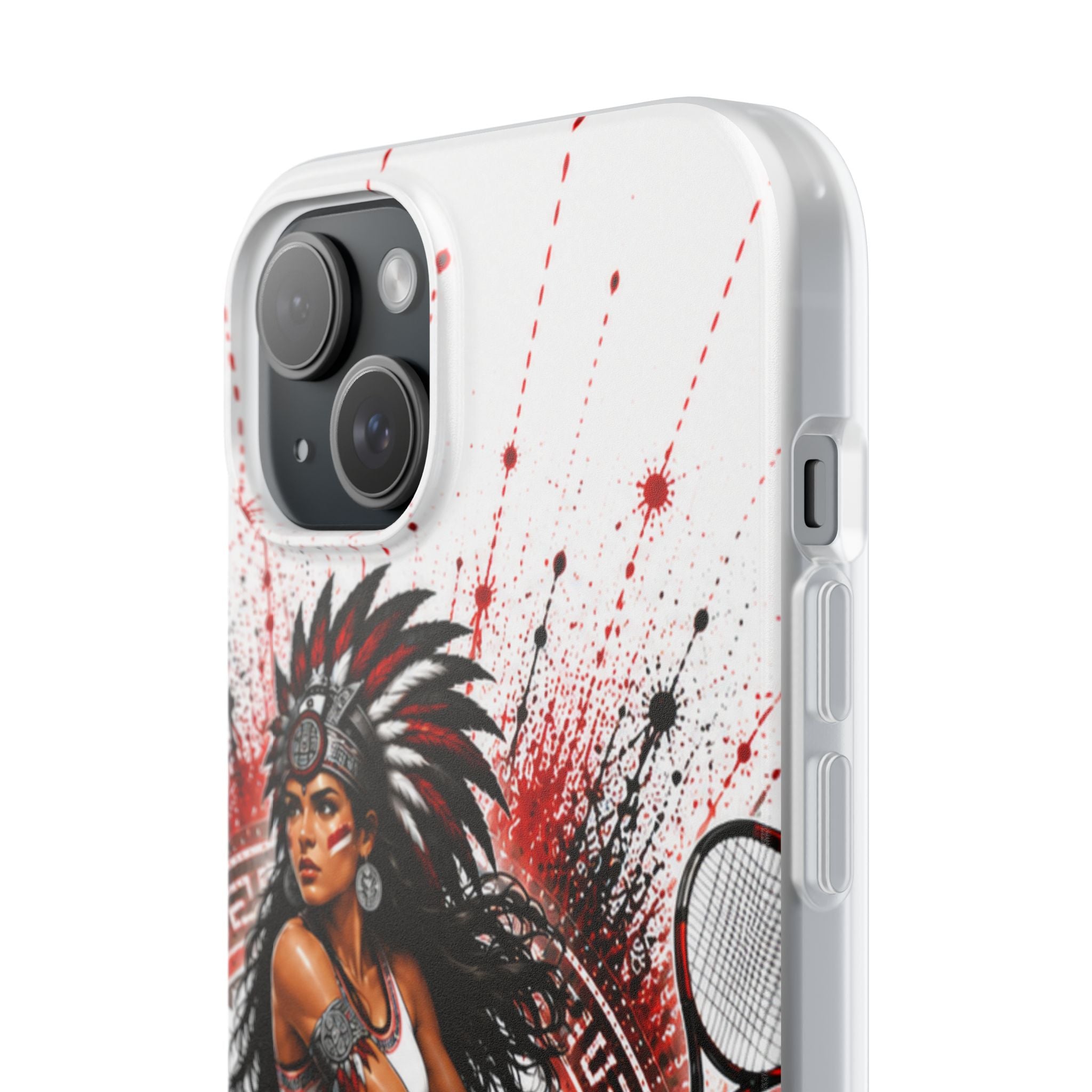 Aztec Tennis Female Warrior – Flexi Phone Case (iPhone & Samsung • Clear TPU • Made & Shipped in the USA • 🚚 FREE USA Shipping • Personalized Option)