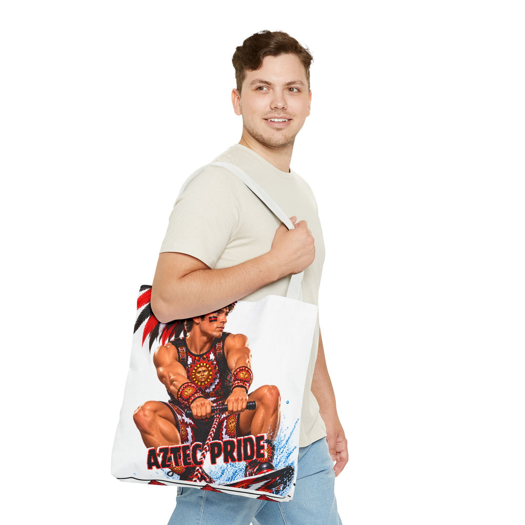 Aztec Waterski Wakeboard Warrior Tote Bag | Aztec-Inspired AI Art • Made & Shipped in the USA • 🚚 FREE USA Shipping • FREE Personalization