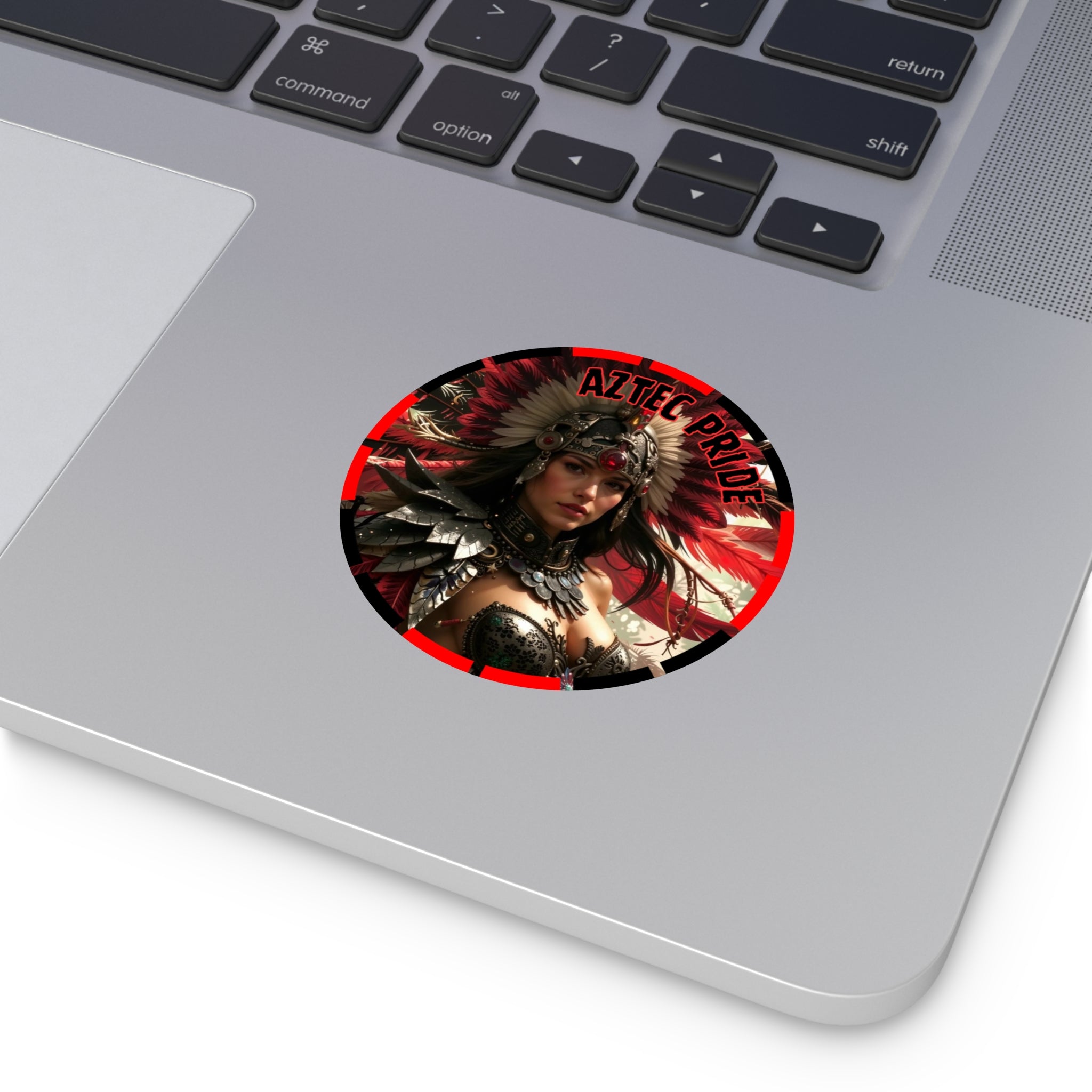 Aztec Blood Feather Goddess Round Vinyl Sticker – Waterproof Matte Decal (2”–6”)