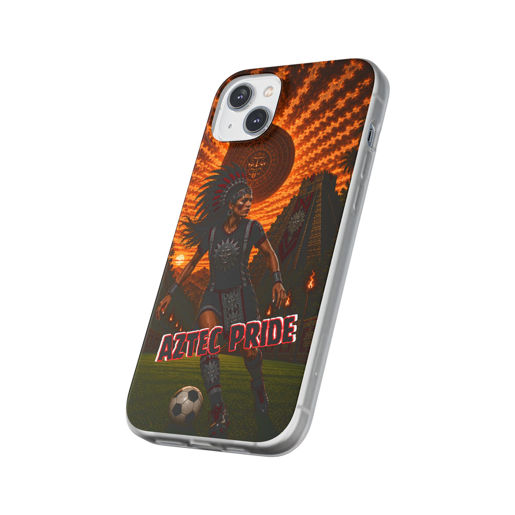 Aztec Soccer Female Warrior – Flexi Phone Case (iPhone & Samsung • Clear TPU • Made & Shipped in the USA • 🚚 FREE USA Shipping • Personalized Option)