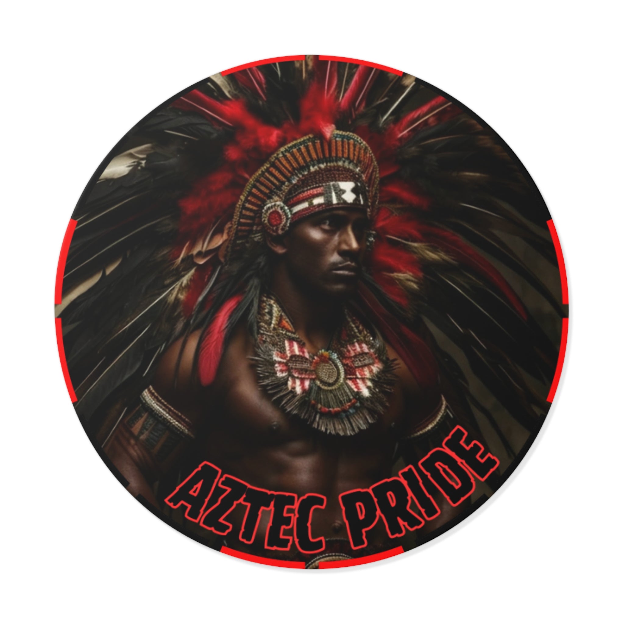 Aztec Panther Warrior Round Vinyl Sticker – Waterproof Matte Decal (2”–6”)