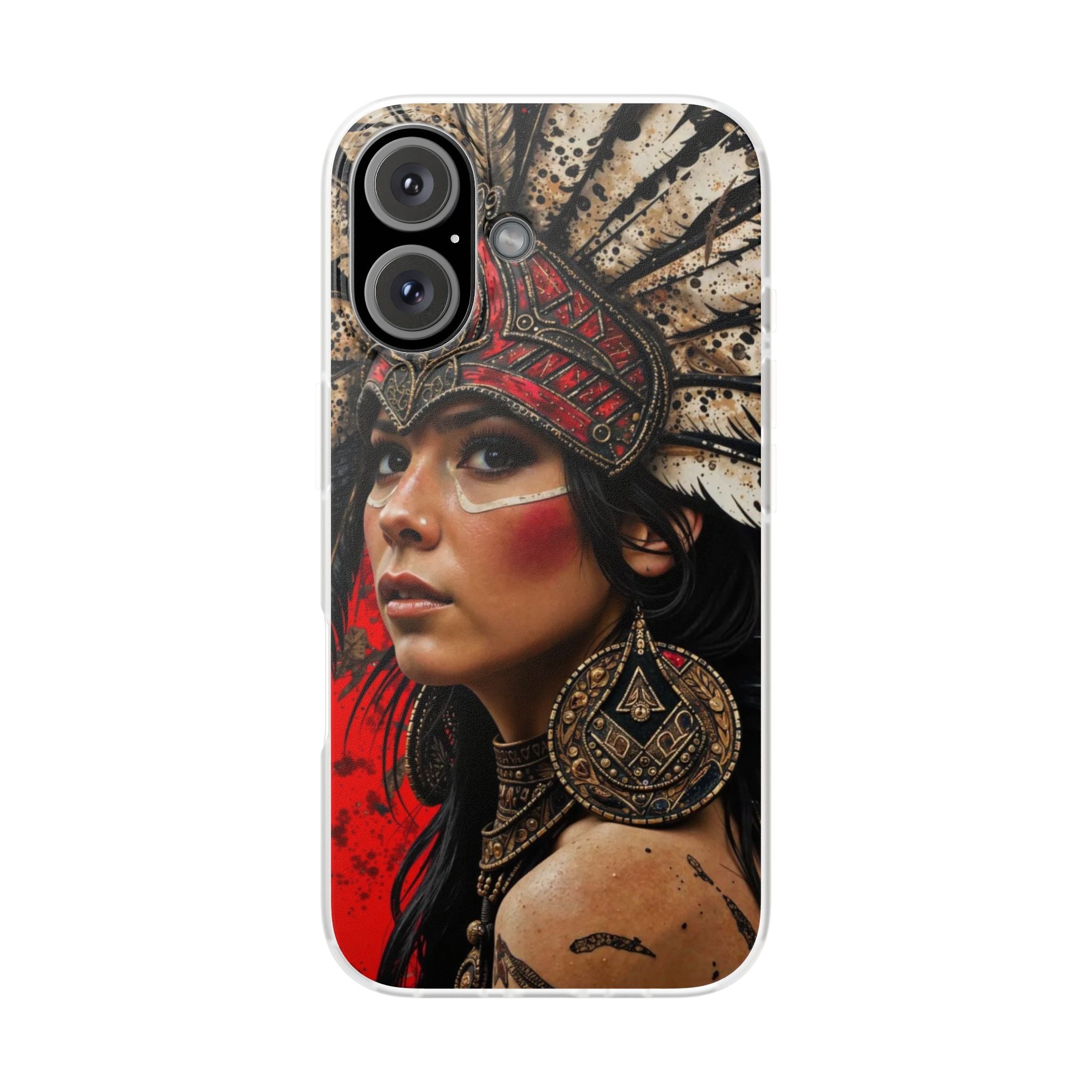 Aztec Moon Goddess – Flexi Phone Case (iPhone & Samsung • Clear TPU • Made in USA • Personalized Option)