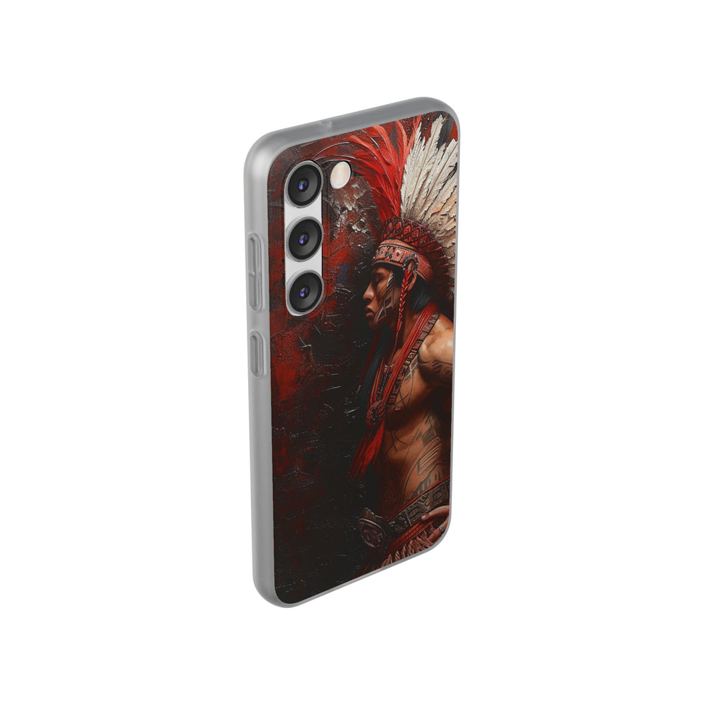 Aztec Noble Warrior – Flexi Phone Case (iPhone & Samsung • Clear TPU • Made in USA • Personalized Option)