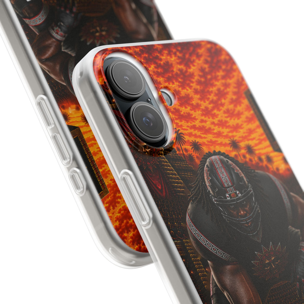 Aztec Football Warrior – Flexi Phone Case (iPhone & Samsung • Clear TPU • Made & Shipped in the USA • 🚚 FREE USA Shipping • Personalized Option)
