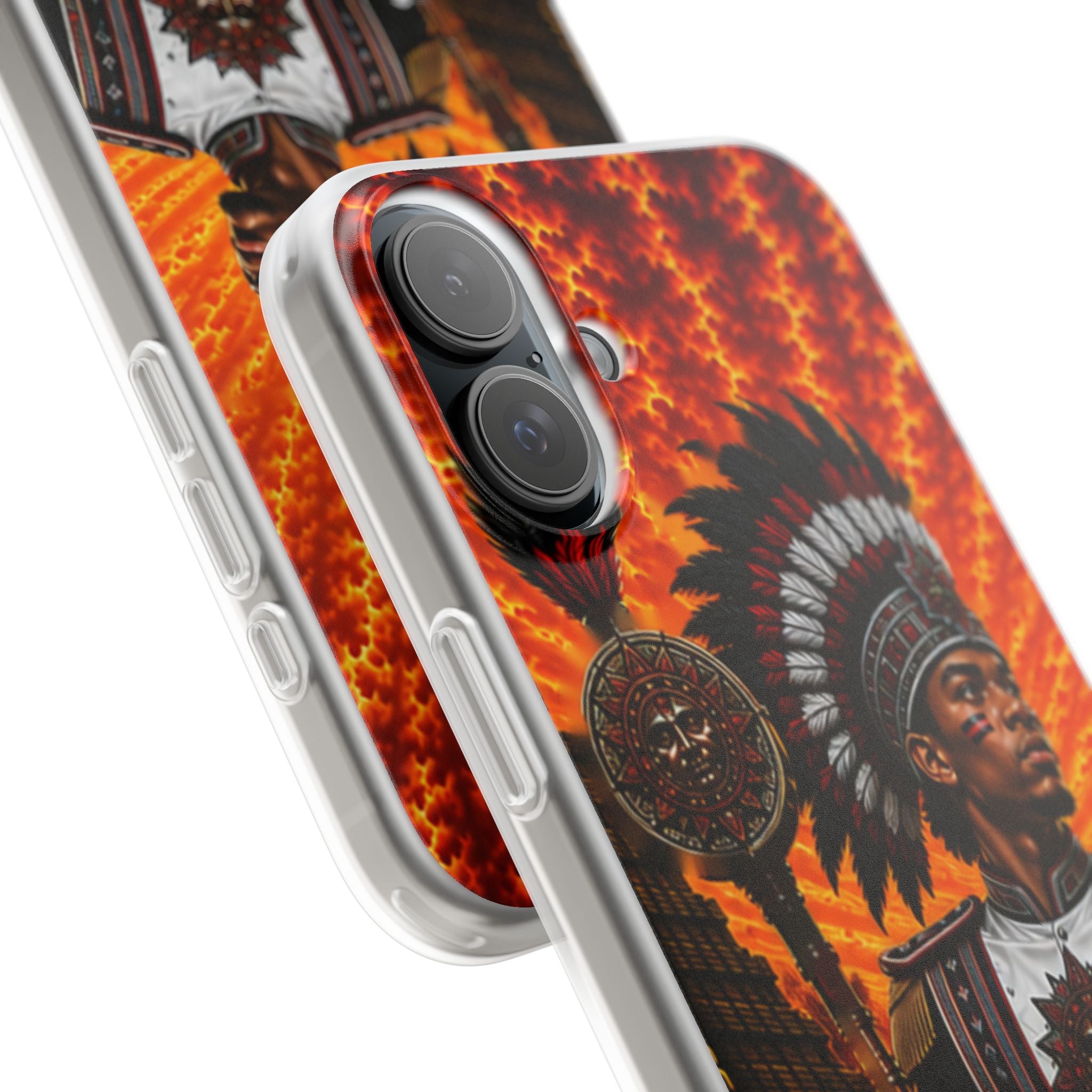 Aztec Drum Major Warrior – Flexi Phone Case (iPhone & Samsung • Clear TPU • Made & Shipped in the USA • 🚚 FREE USA Shipping • Personalized Option)