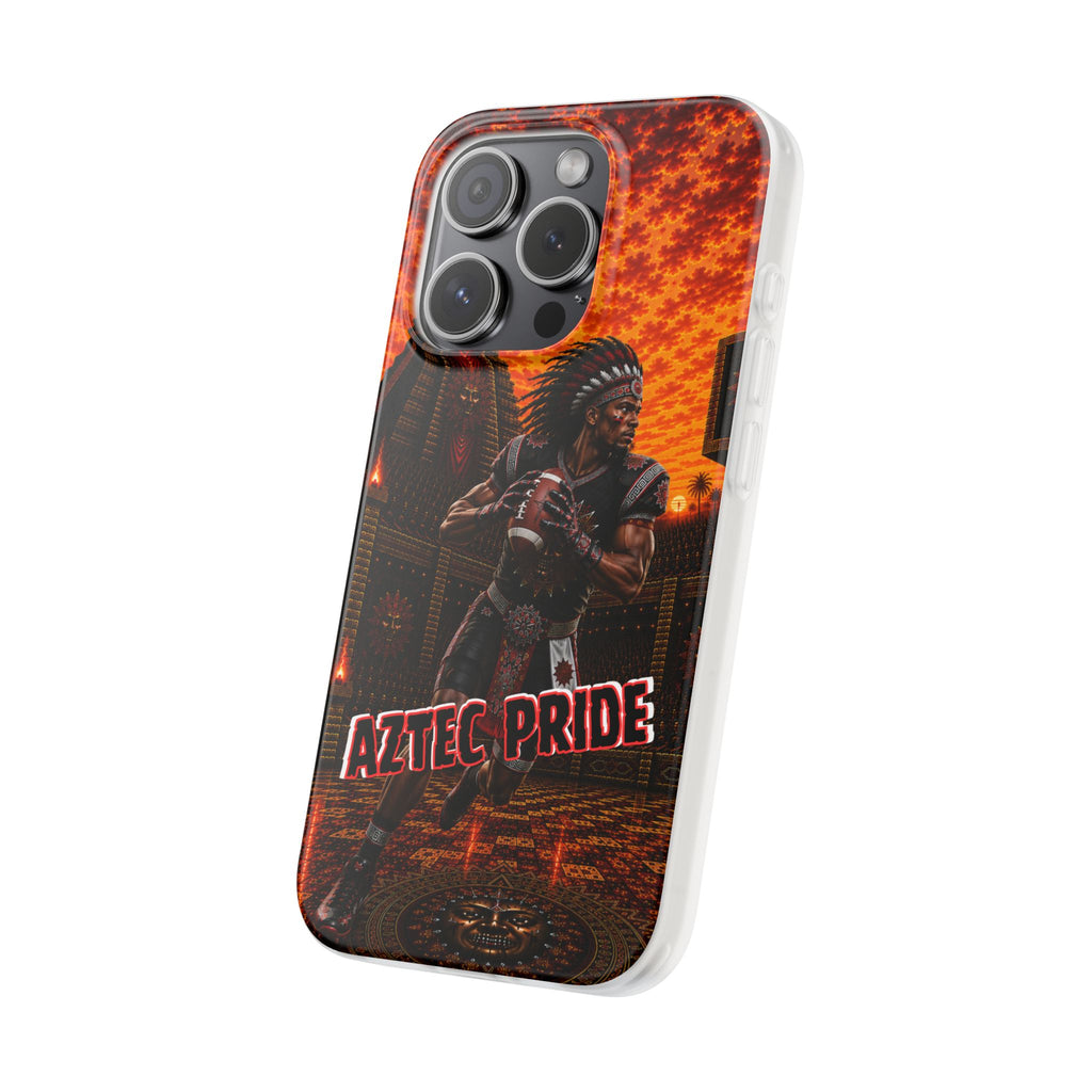 Aztec Football Warrior – Flexi Phone Case (iPhone & Samsung • Clear TPU • Made & Shipped in the USA • 🚚 FREE USA Shipping • Personalized Option)