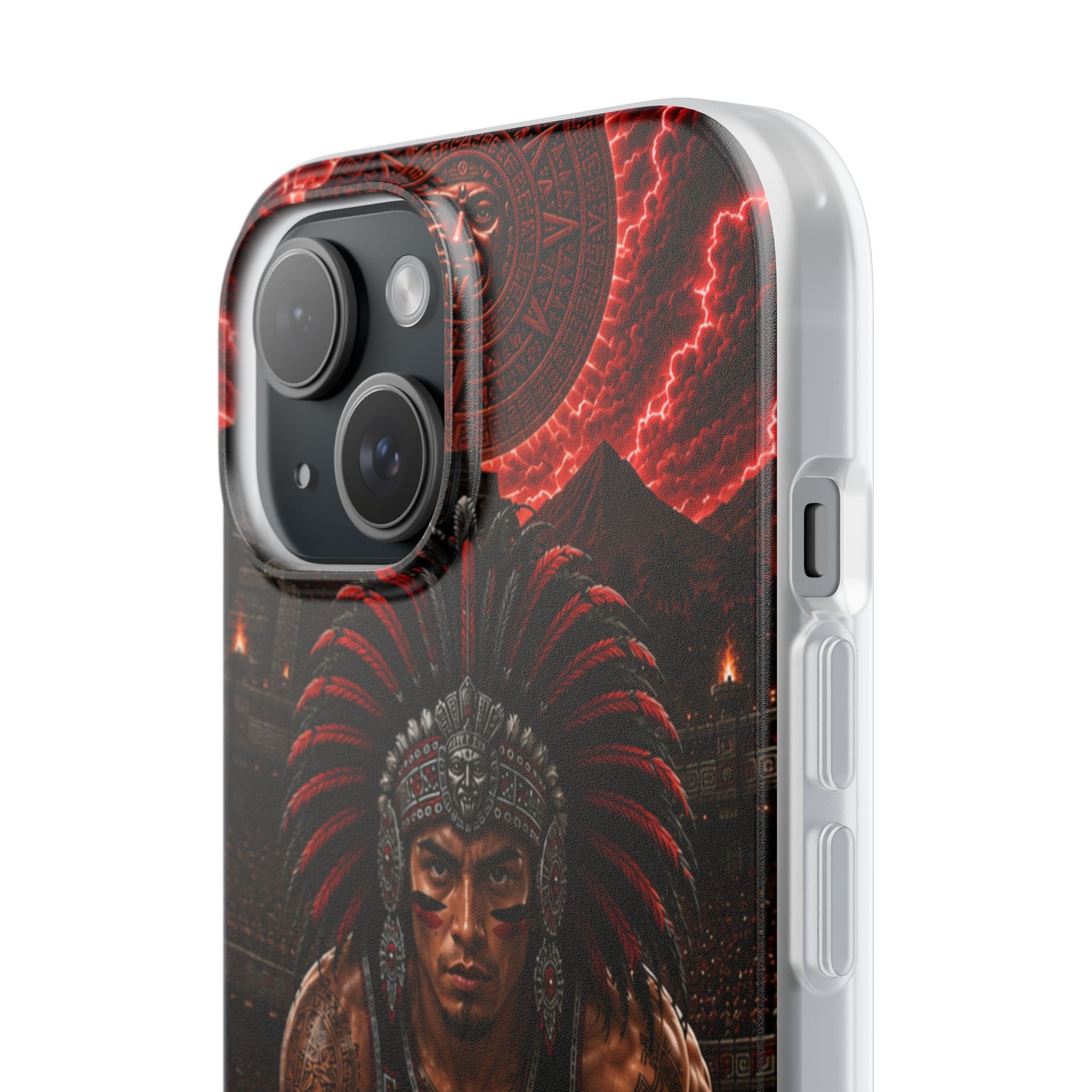 Aztec Track & Field Male Warrior – Flexi Phone Case (iPhone & Samsung • Clear TPU • Made & Shipped in the USA • 🚚 FREE USA Shipping • Personalized Option)