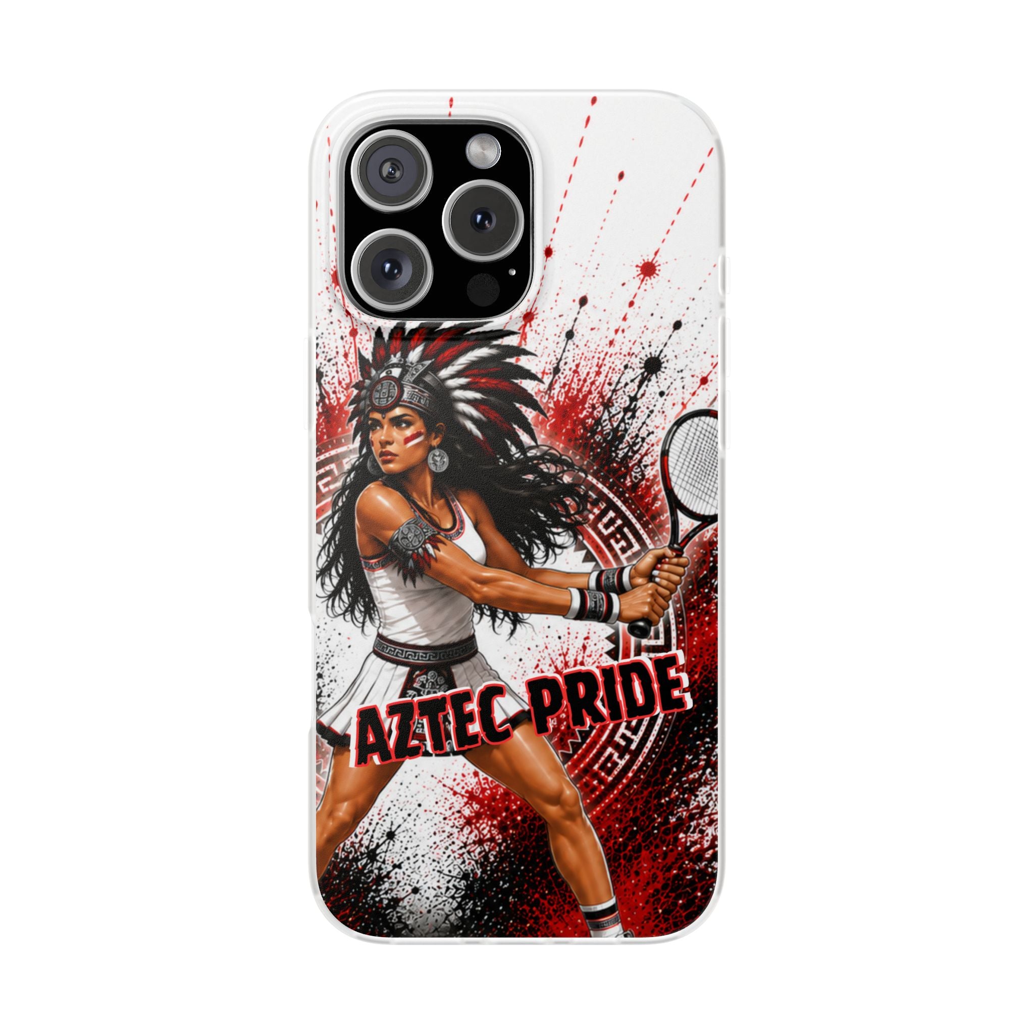 Aztec Tennis Female Warrior – Flexi Phone Case (iPhone & Samsung • Clear TPU • Made & Shipped in the USA • 🚚 FREE USA Shipping • Personalized Option)