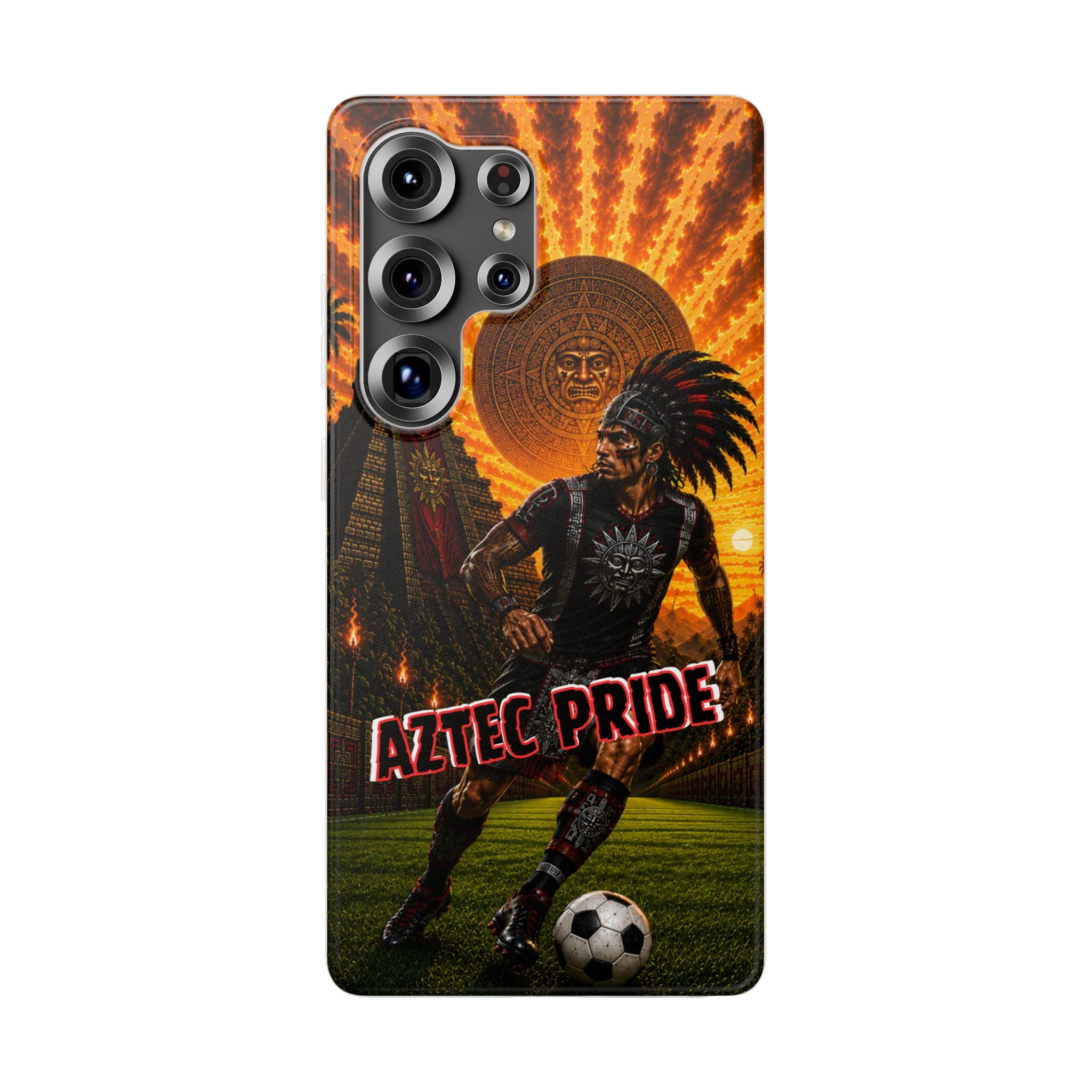 Aztec Soccer Male Warrior – Flexi Phone Case (iPhone & Samsung • Clear TPU • Made & Shipped in the USA • 🚚 FREE USA Shipping • Personalized Option)
