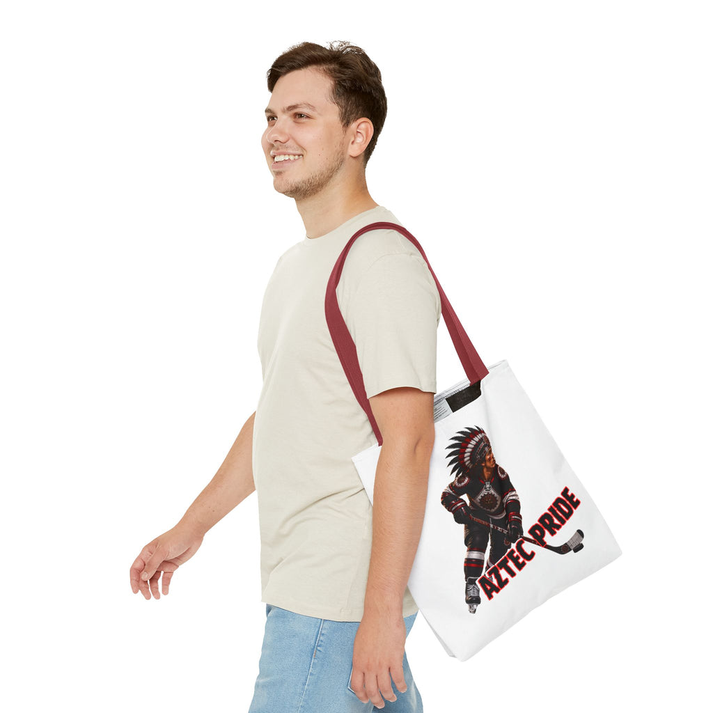 Aztec Hockey Warrior Tote Bag | Aztec-Inspired AI Art • Made & Shipped in the USA • 🚚 FREE USA Shipping • FREE Personalization