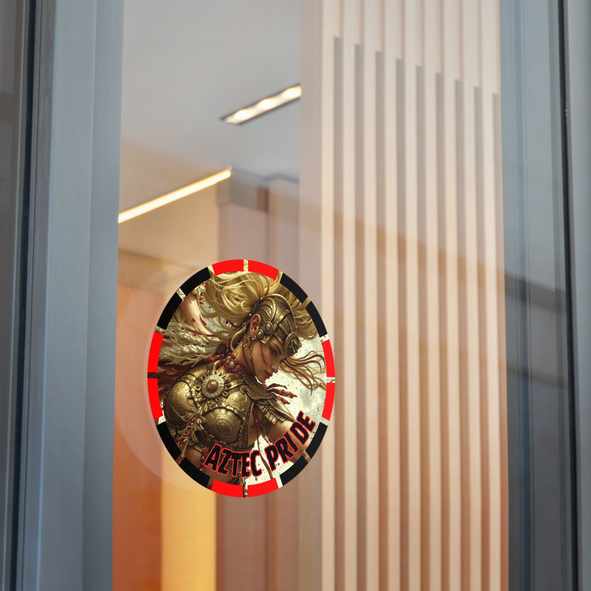 Aztec Iron Queen Round Vinyl Sticker – Waterproof Matte Decal (2”–6”)