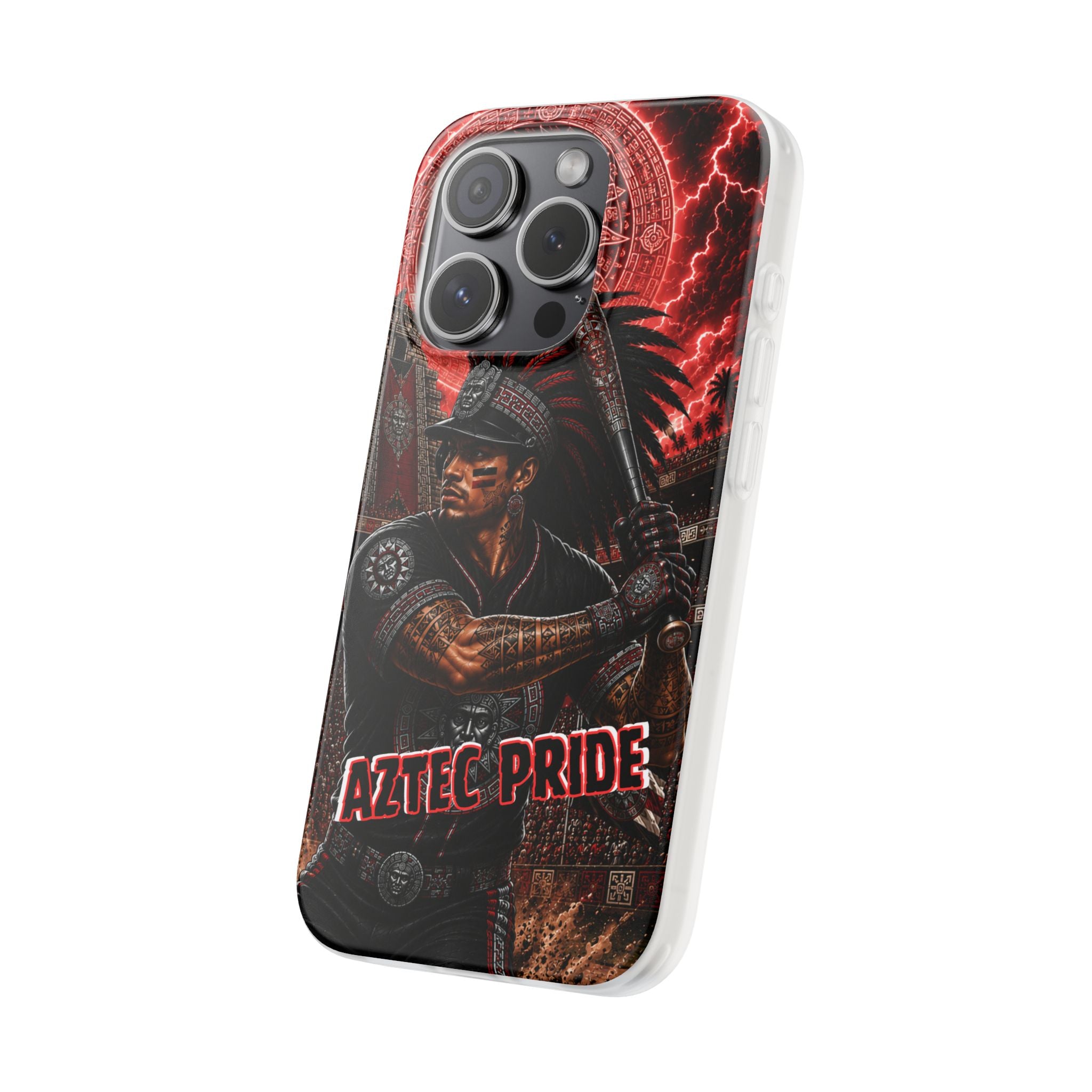 Aztec Baseball Warrior – Flexi Phone Case (iPhone & Samsung • Clear TPU • Made & Shipped in the USA • 🚚 FREE USA Shipping • Personalized Option)