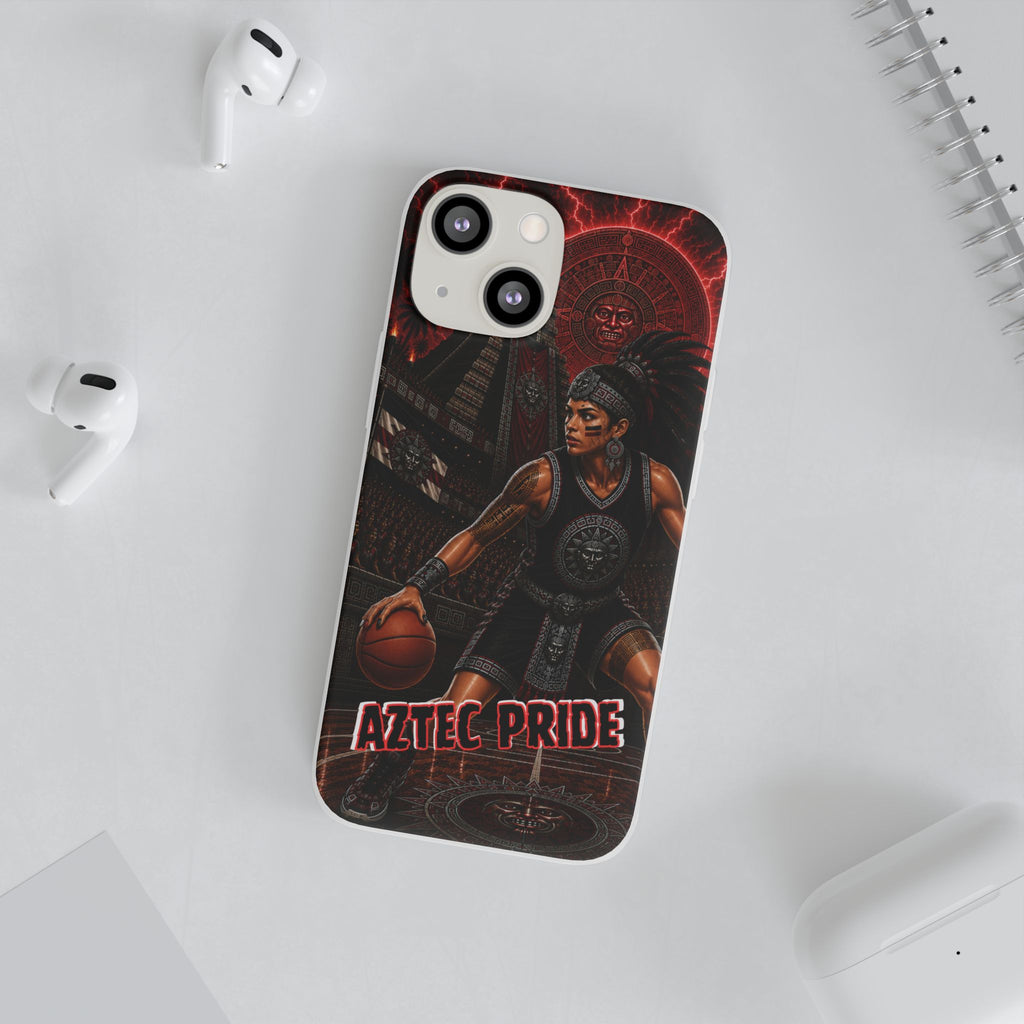 Aztec Basketball Female Warrior – Flexi Phone Case (iPhone & Samsung • Clear TPU • Made & Shipped in the USA • 🚚 FREE USA Shipping • Personalized Option)
