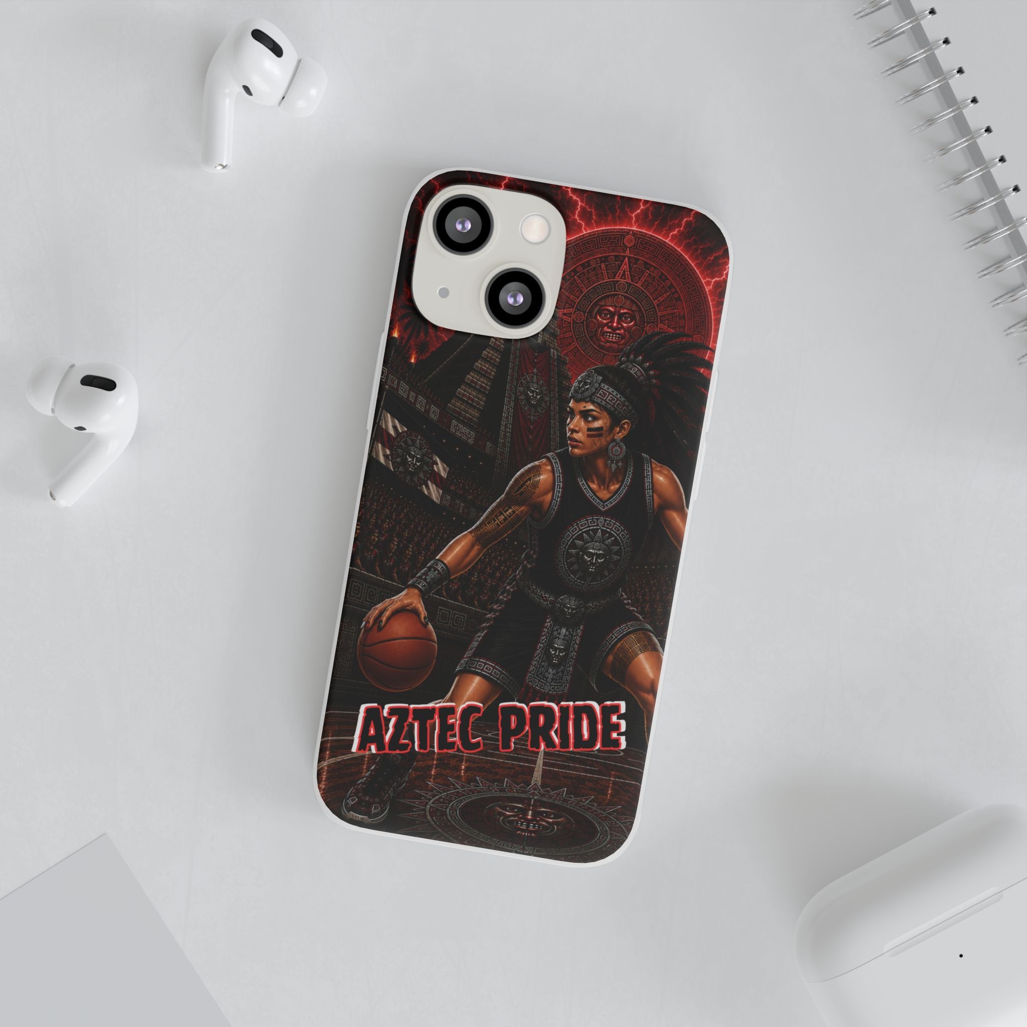 Aztec Basketball Female Warrior – Flexi Phone Case (iPhone & Samsung • Clear TPU • Made & Shipped in the USA • 🚚 FREE USA Shipping • Personalized Option)