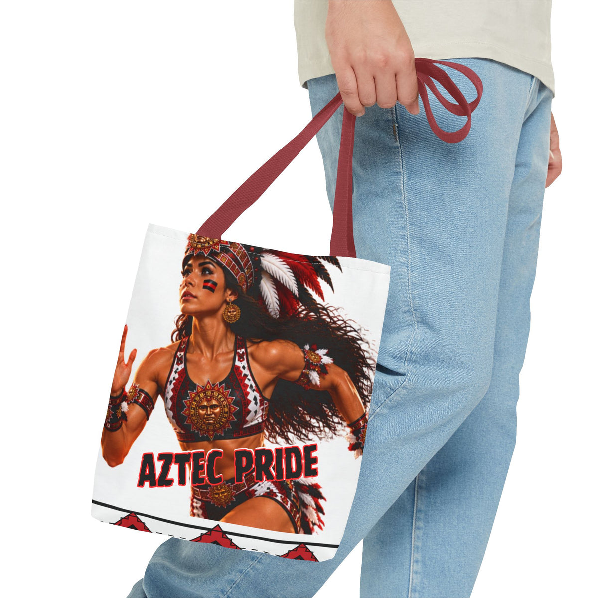 Aztec Track Female Warrior Tote Bag | Aztec-Inspired AI Art • Made & Shipped in the USA • 🚚 FREE USA Shipping • FREE Personalization