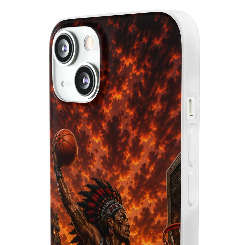 Aztec Basketball Male Warrior – Flexi Phone Case (iPhone & Samsung • Clear TPU • Made & Shipped in the USA • 🚚 FREE USA Shipping • Personalized Option)