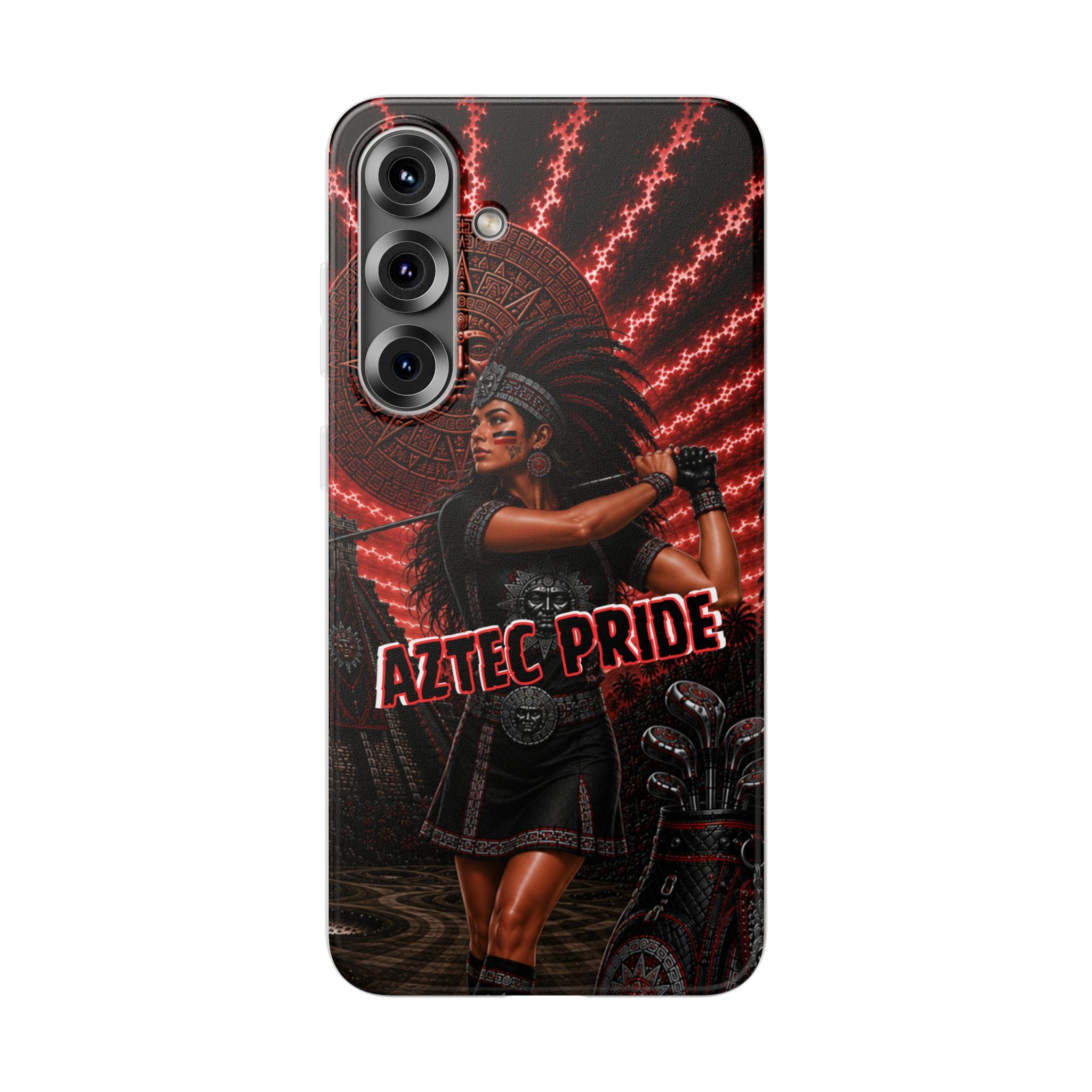 Aztec Golf Female Warrior – Flexi Phone Case (iPhone & Samsung • Clear TPU • Made & Shipped in the USA • 🚚 FREE USA Shipping • Personalized Option)