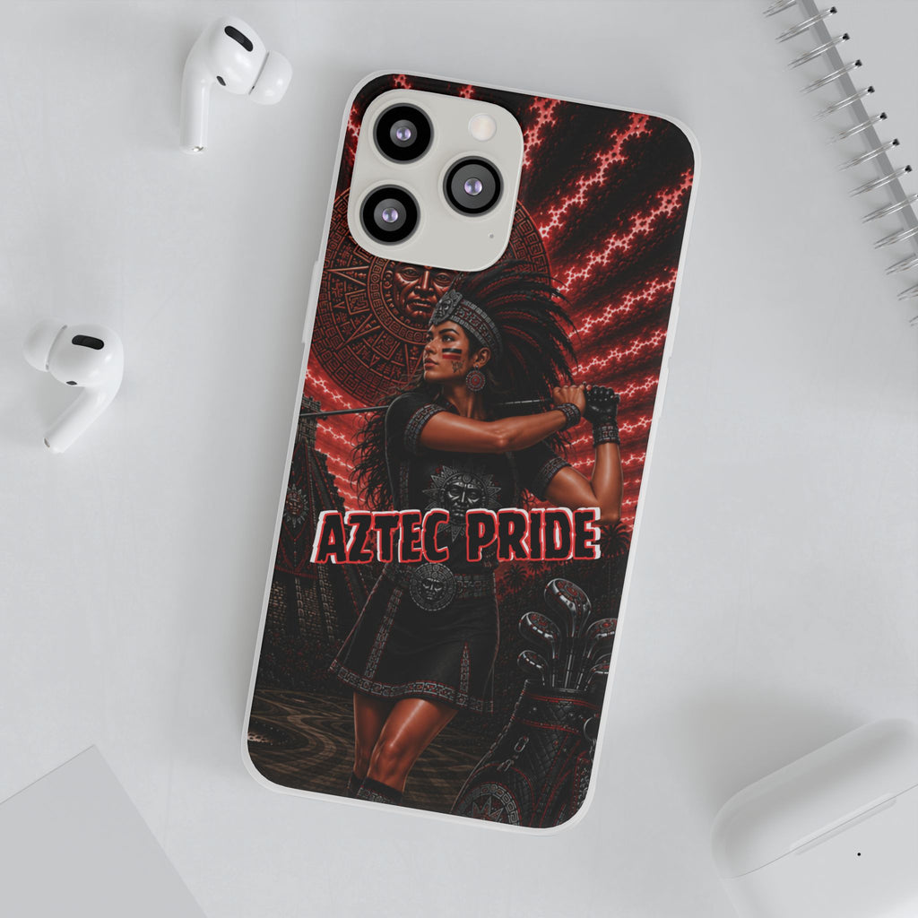 Aztec Golf Female Warrior – Flexi Phone Case (iPhone & Samsung • Clear TPU • Made & Shipped in the USA • 🚚 FREE USA Shipping • Personalized Option)